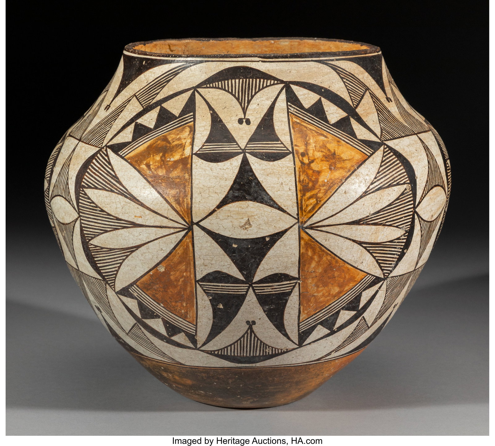 An Acoma Polychrome Storage Jar c. 1930 clay,  (1 of 3)