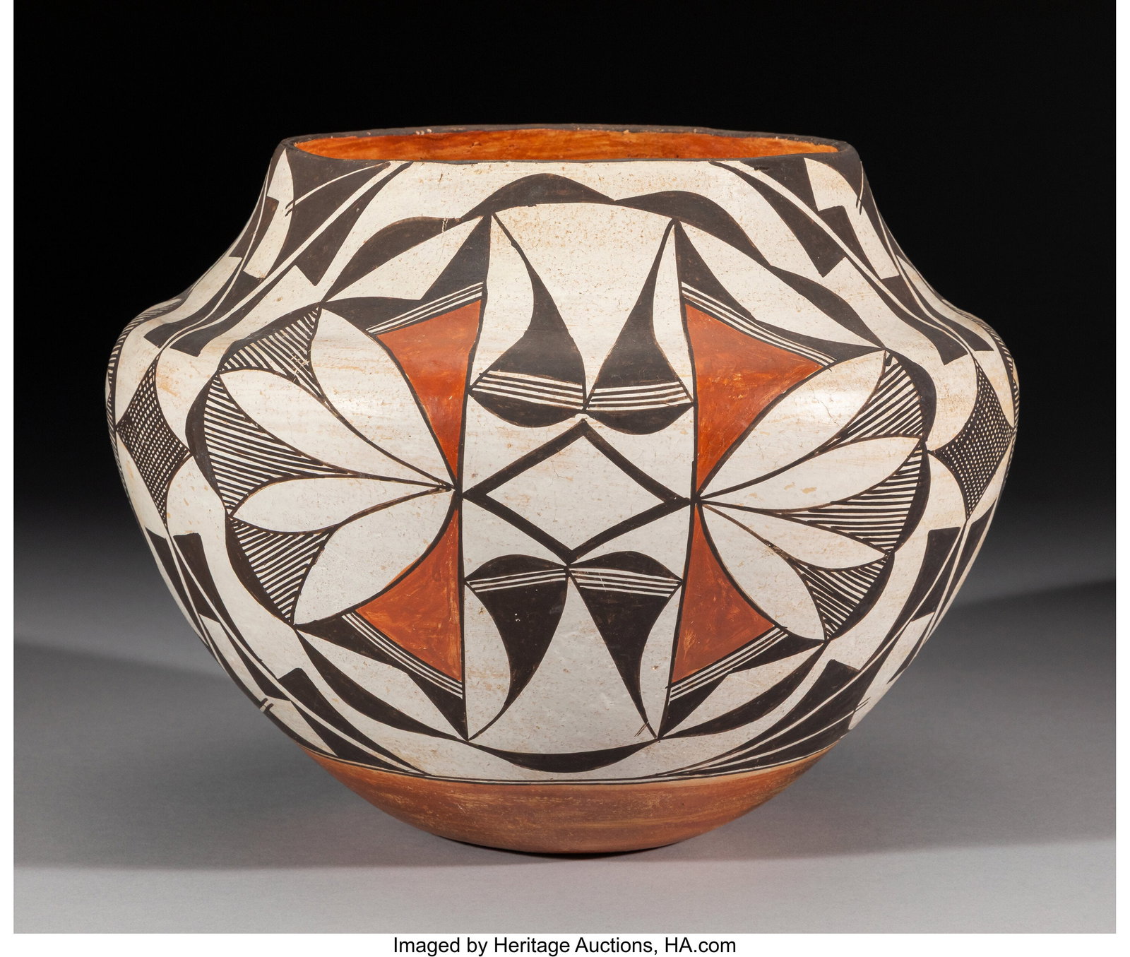 An Acoma Polychrome Jar c. 1930 clay, paint D (1 of 3)