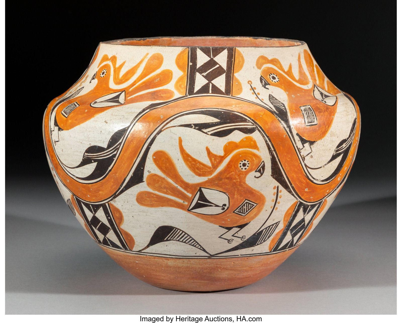 An Acoma Polychrome Jar c. 1930 clay, paint D (1 of 3)