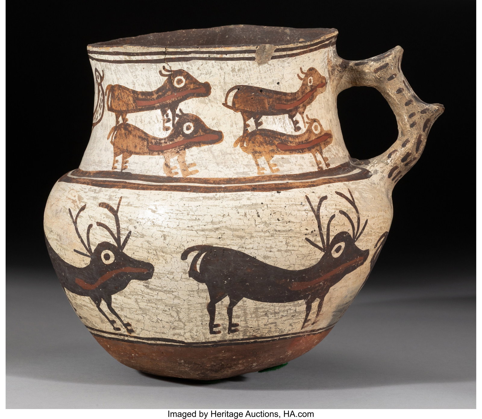 A Zuni Polychrome Pitcher c. 1890 clay, paint  (1 of 4)