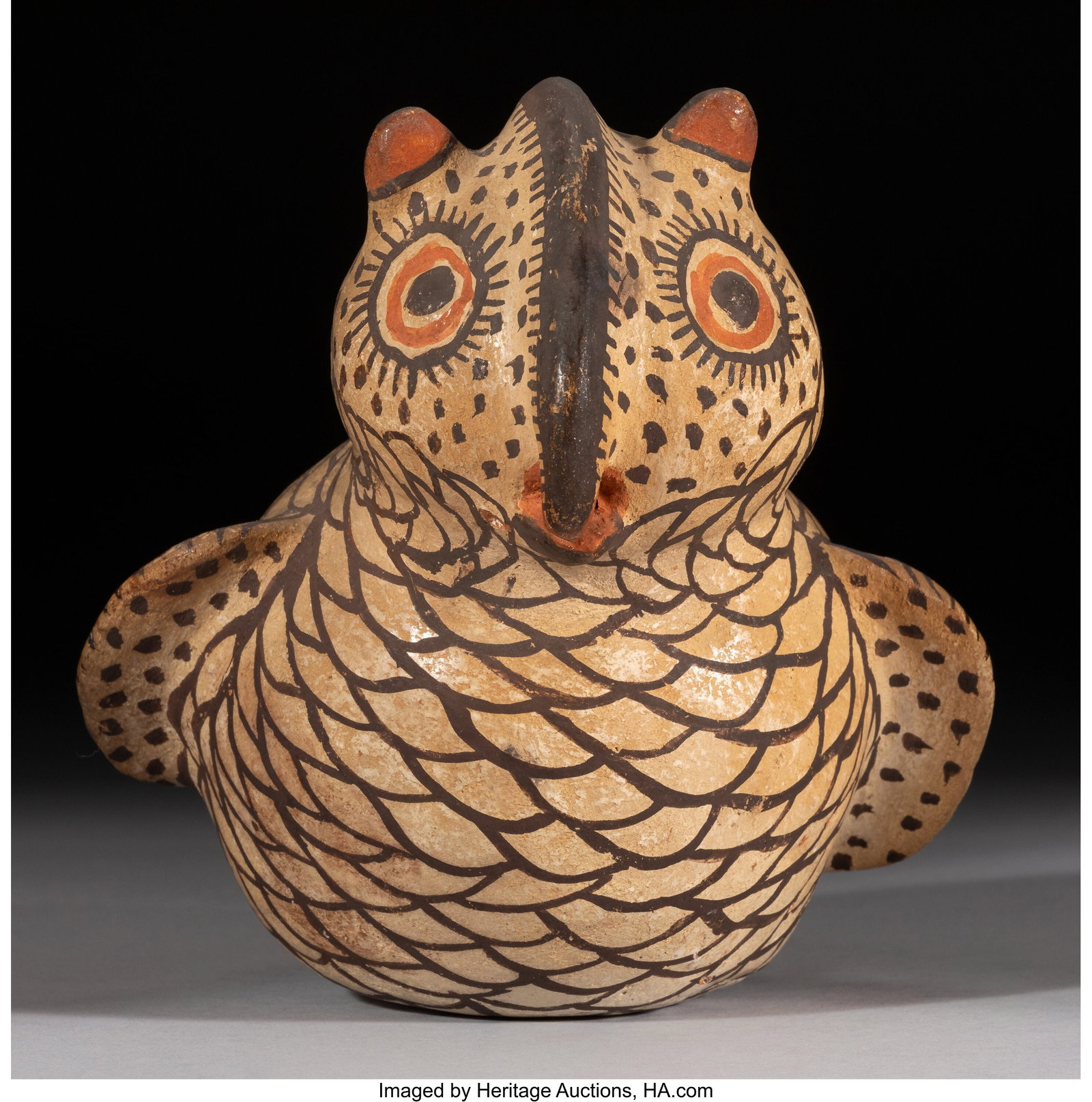 A Zuni Polychrome Owl c. 1890 clay, paint Hei (1 of 4)