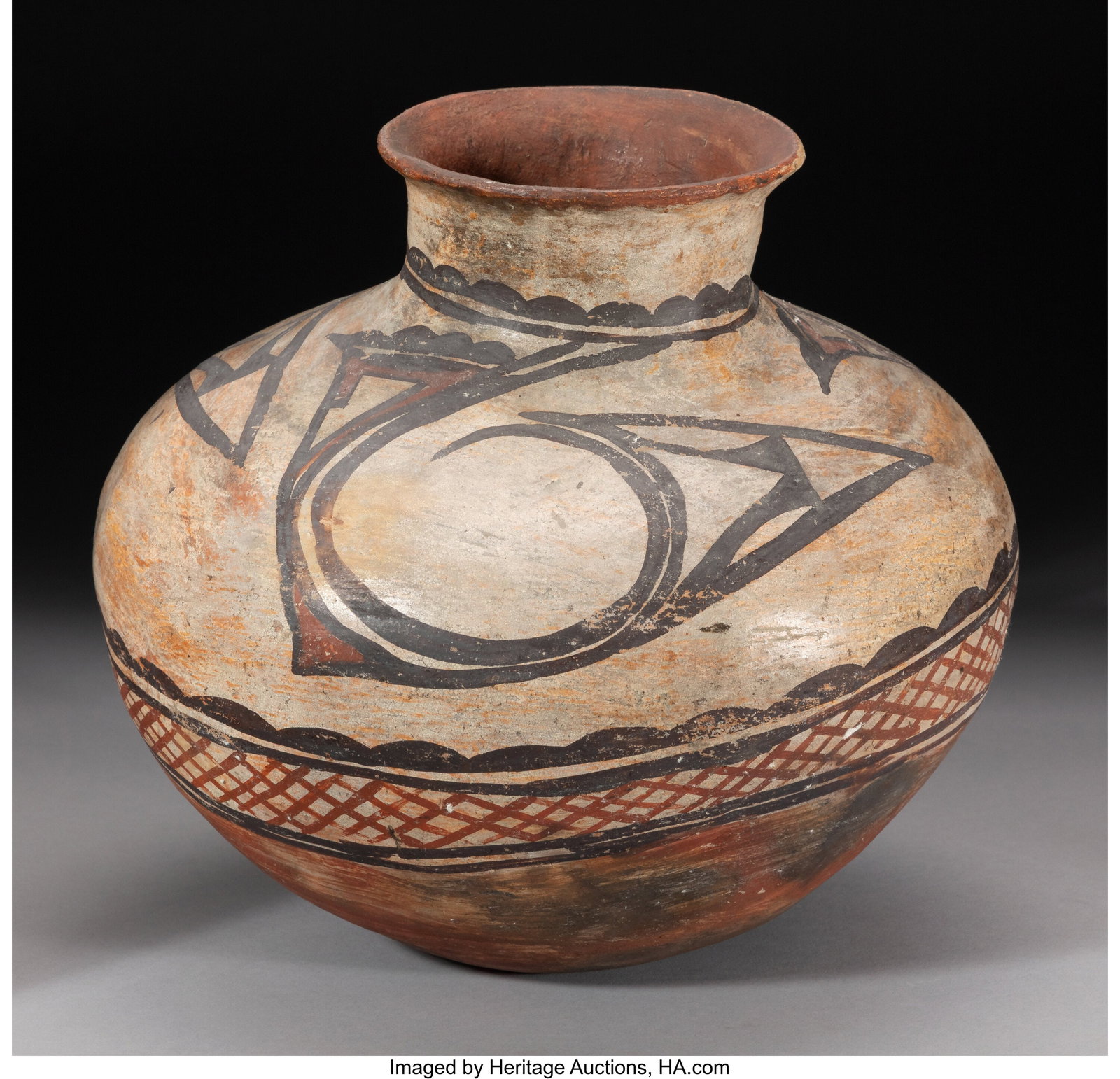 A Polacca Polychrome Storage Jar c. 1875 clay,: A Polacca Polychrome Storage Jar c. 1875 clay, paint Provenance: The Allan and Carol Hayes Collection, Sausalito, CA Diameter: 11 inches HID03101062020 © 2026