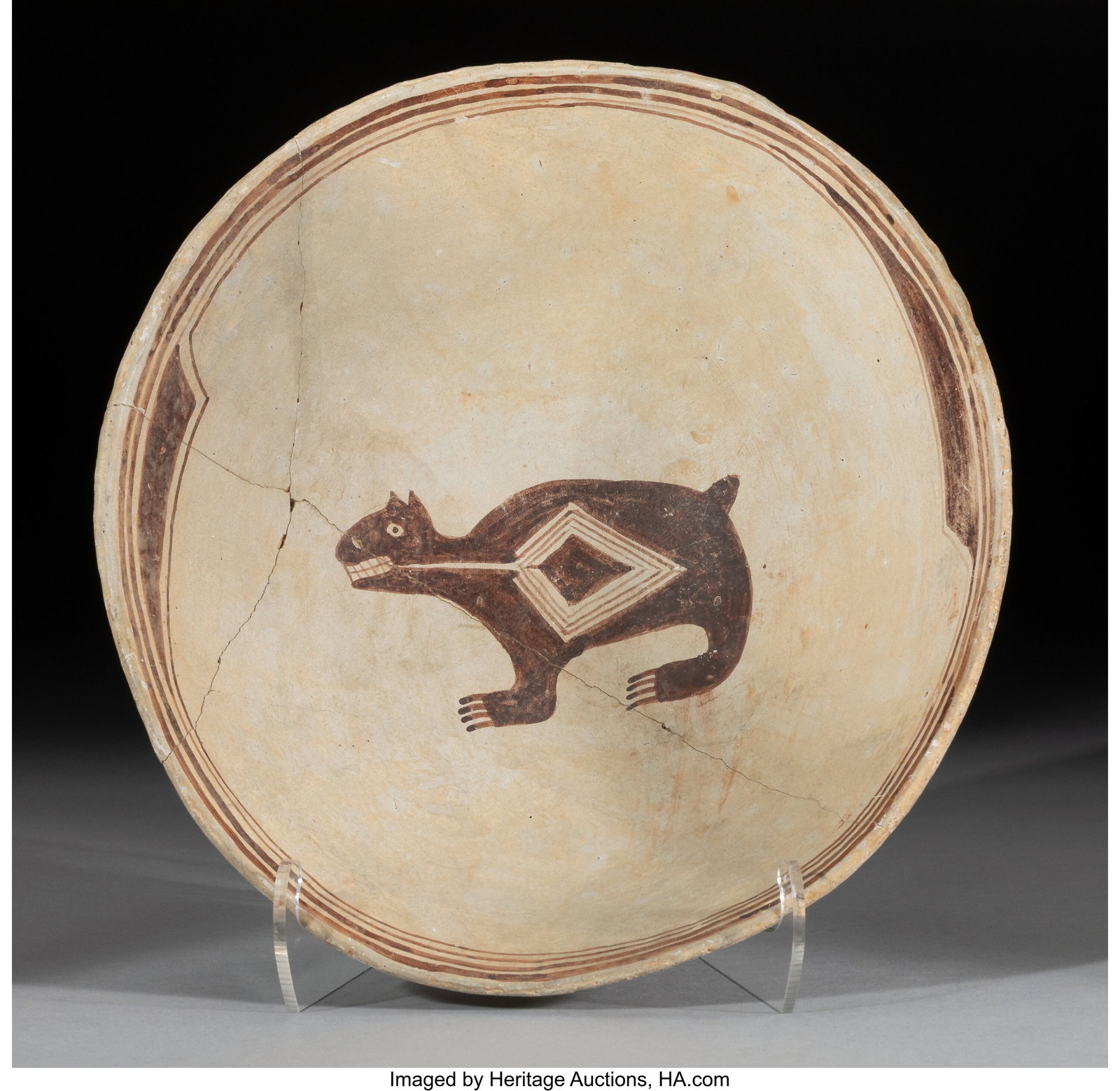 A Mimbres Black-on-White Bowl c. 950 - 1150 AD  (1 of 3)