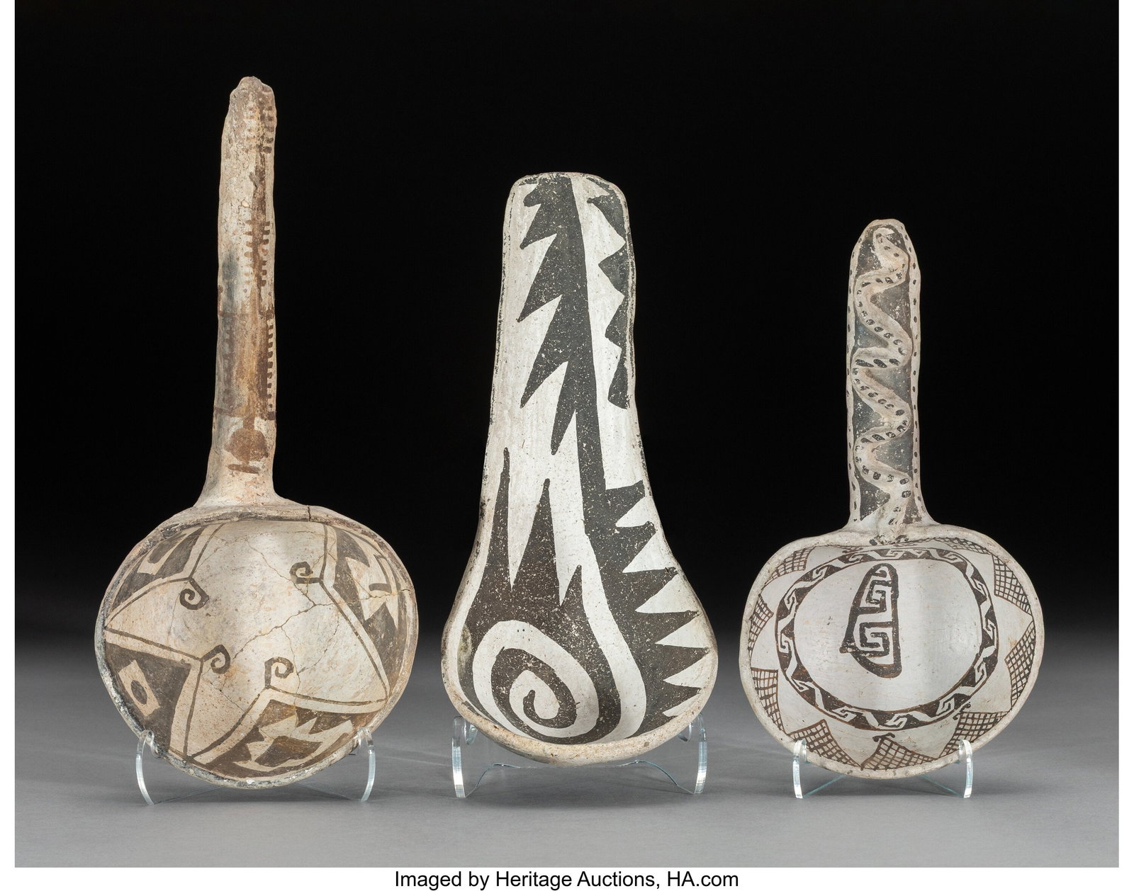 Three Anasazi Black-on-White Ladles c. 950 - 11 (1 of 3)