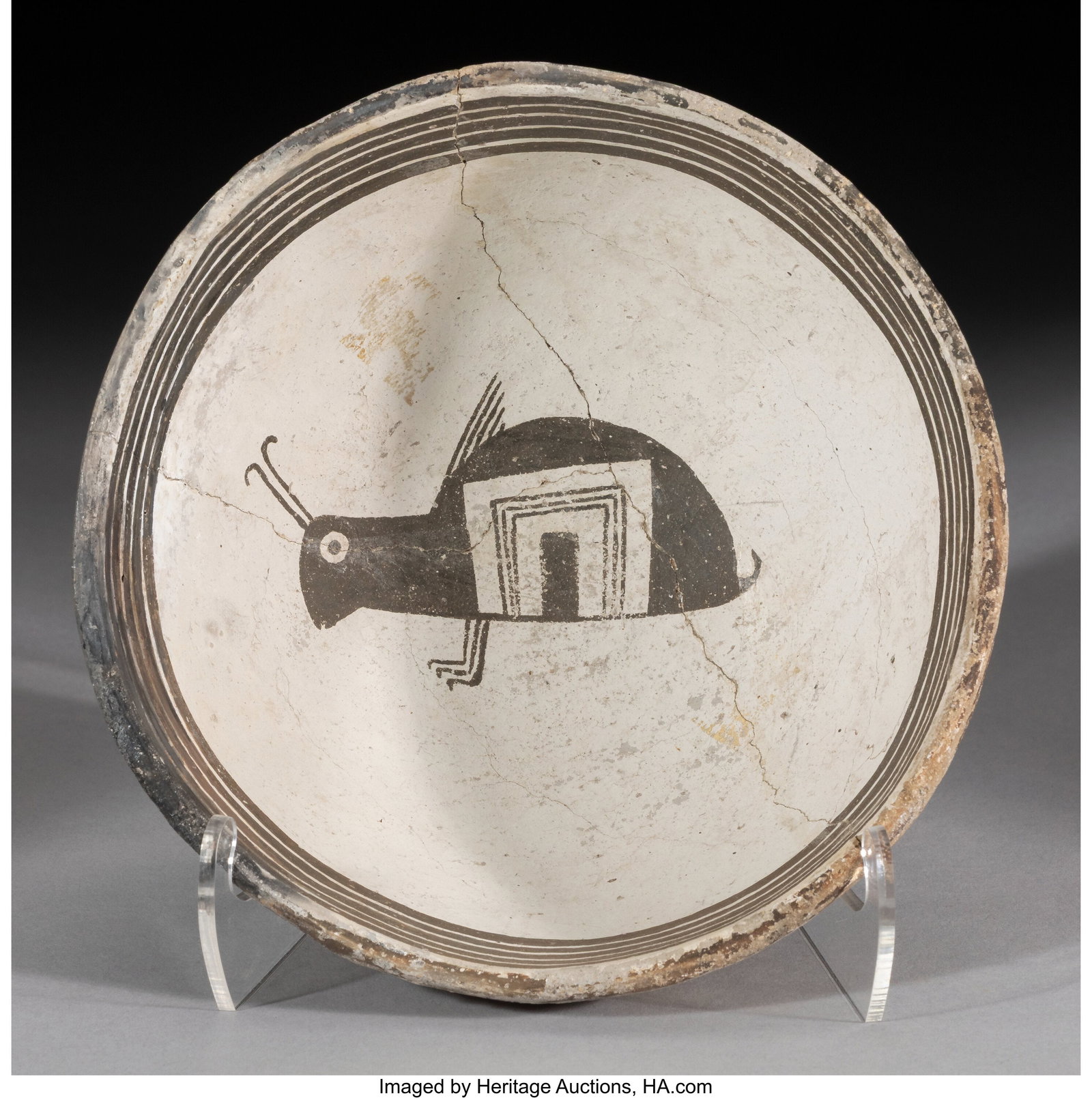 A Mimbres Black-on-White Bowl c. 1000 - 1200 A (1 of 3)