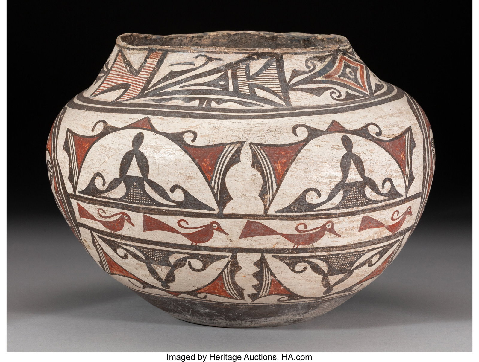 A Zuni Polychrome Storage Jar c. 1890 clay, pa (1 of 4)