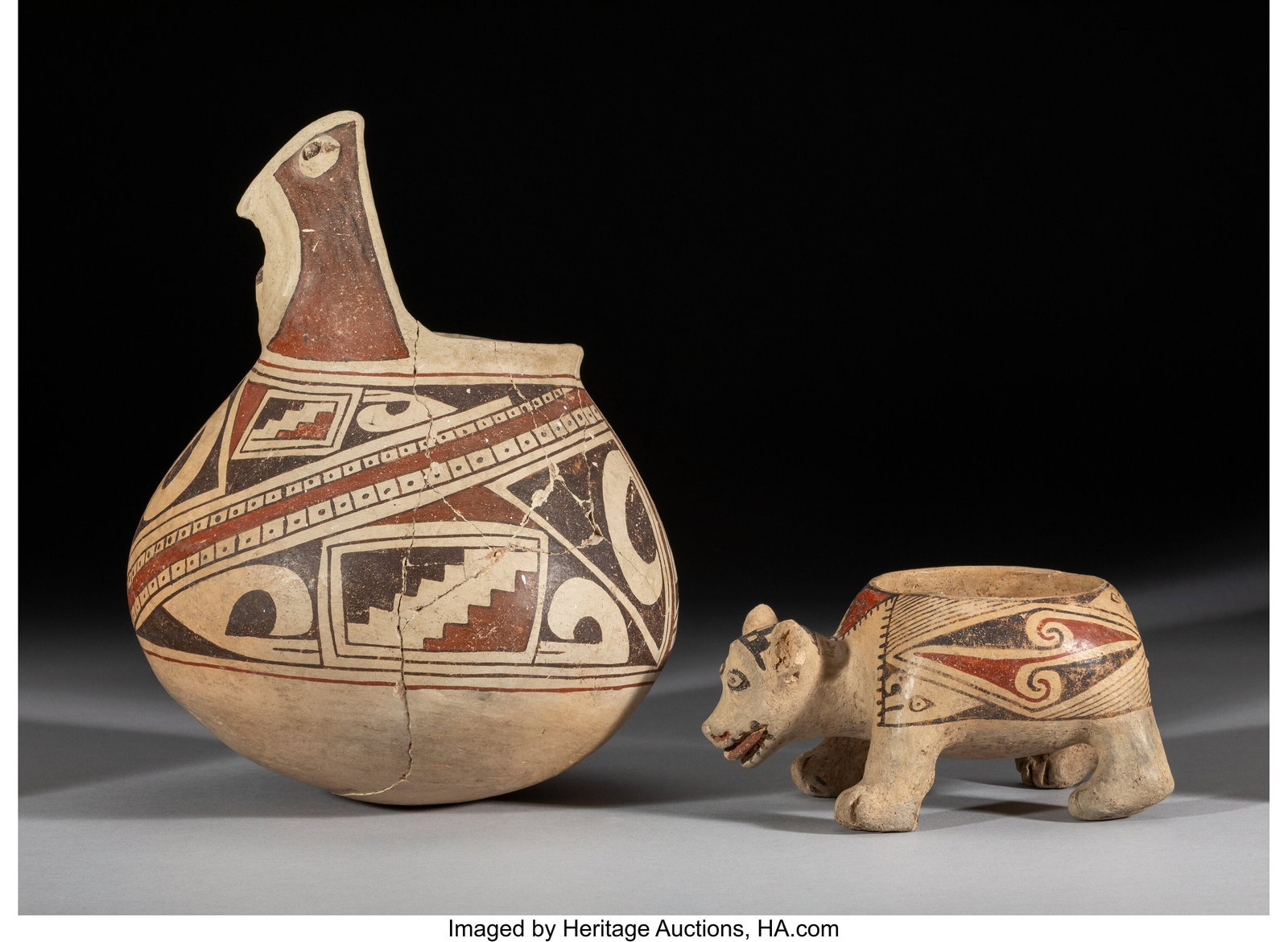 Two Casas Grandes Polychrome Figural Vessels c. (1 of 4)