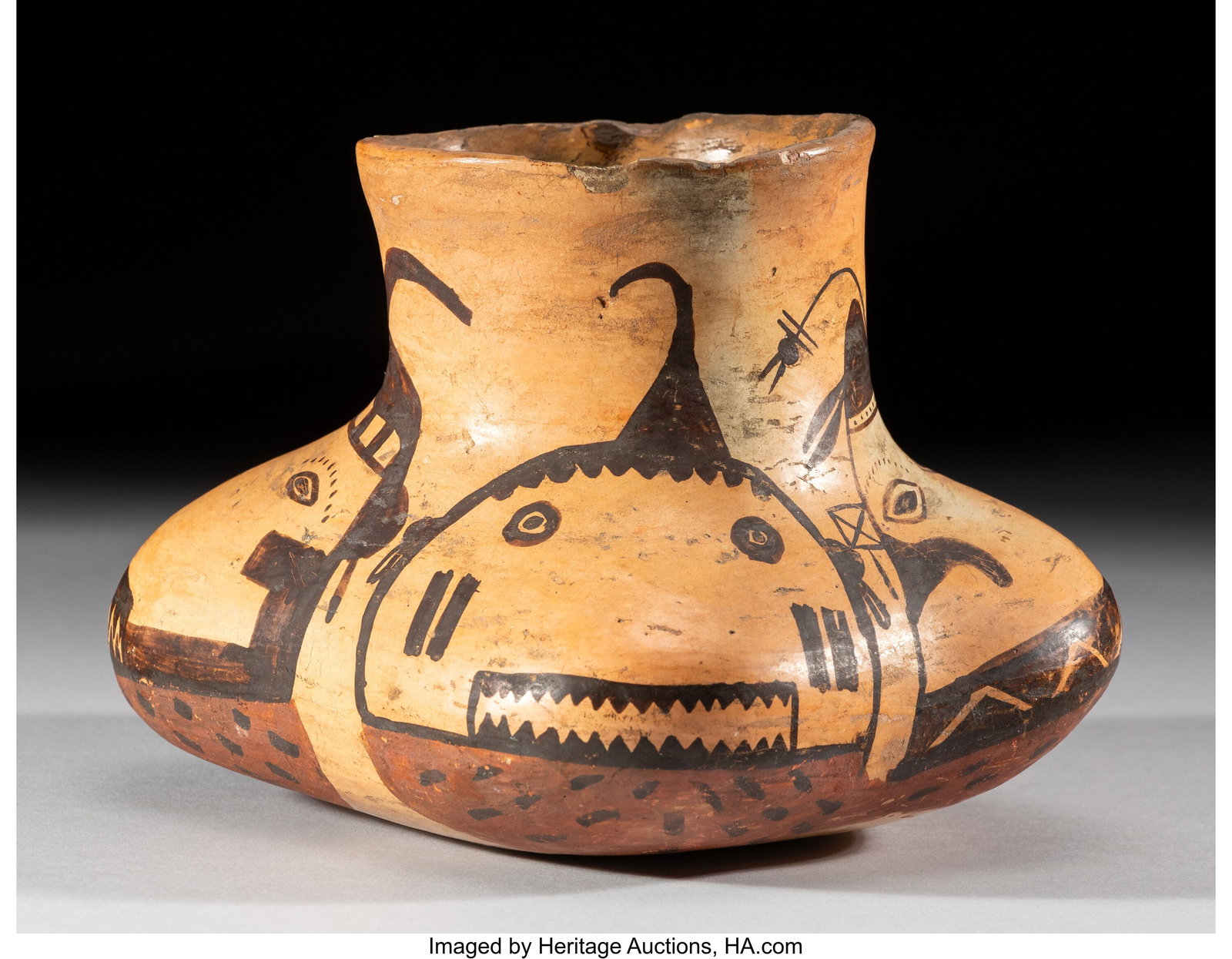 A Hopi Polychrome Lobed Jar with Katsina Faces  (1 of 4)