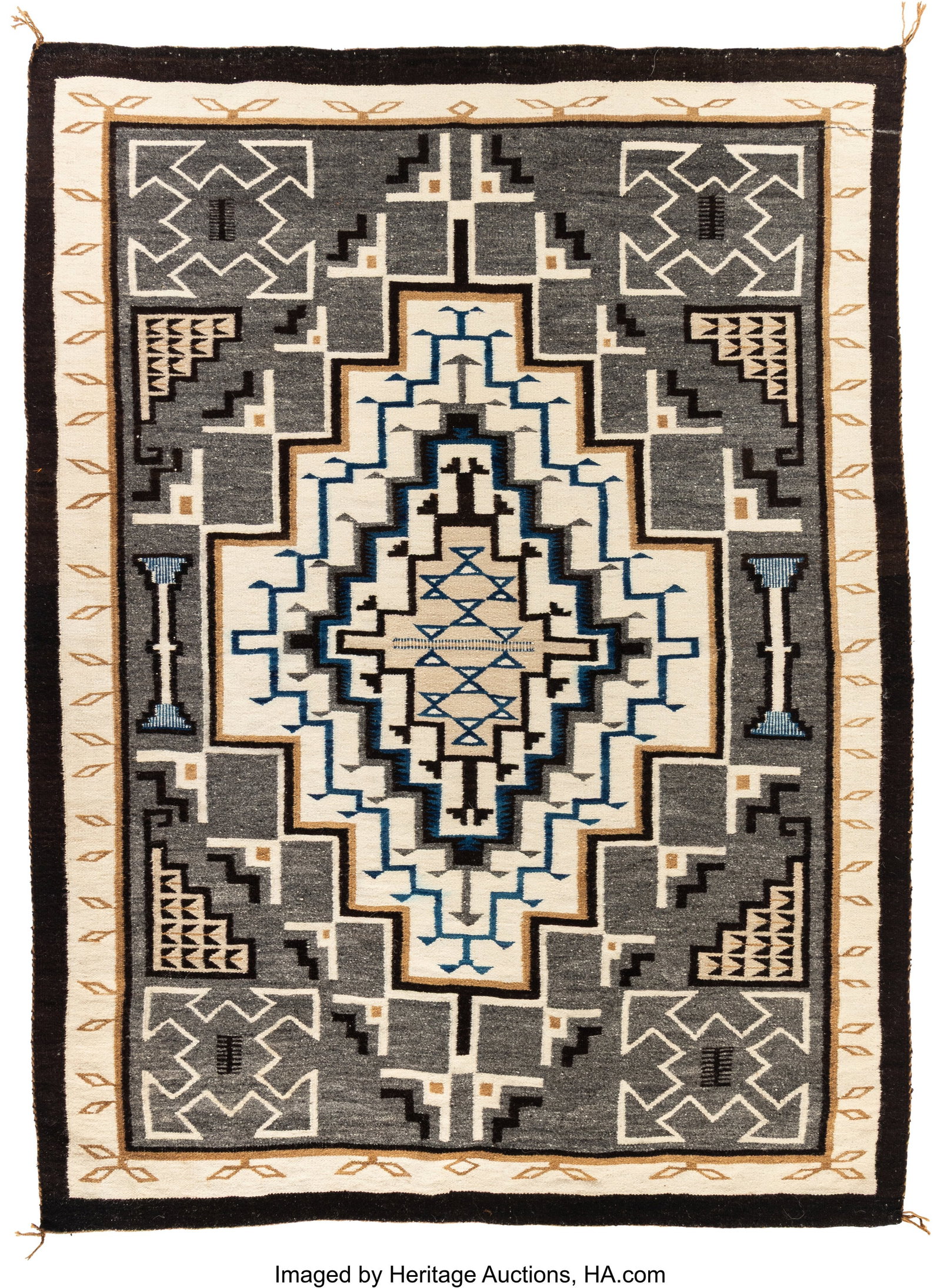 A Navajo Regional Rug Two Grey Hills c. 1945 n: A Navajo Regional Rug Two Grey Hills c. 1945 native handspun wool, aniline dye Dimensions: 61 x 45 &frac12; inches HID03101062020 © 2026 Heritage Auctions | All