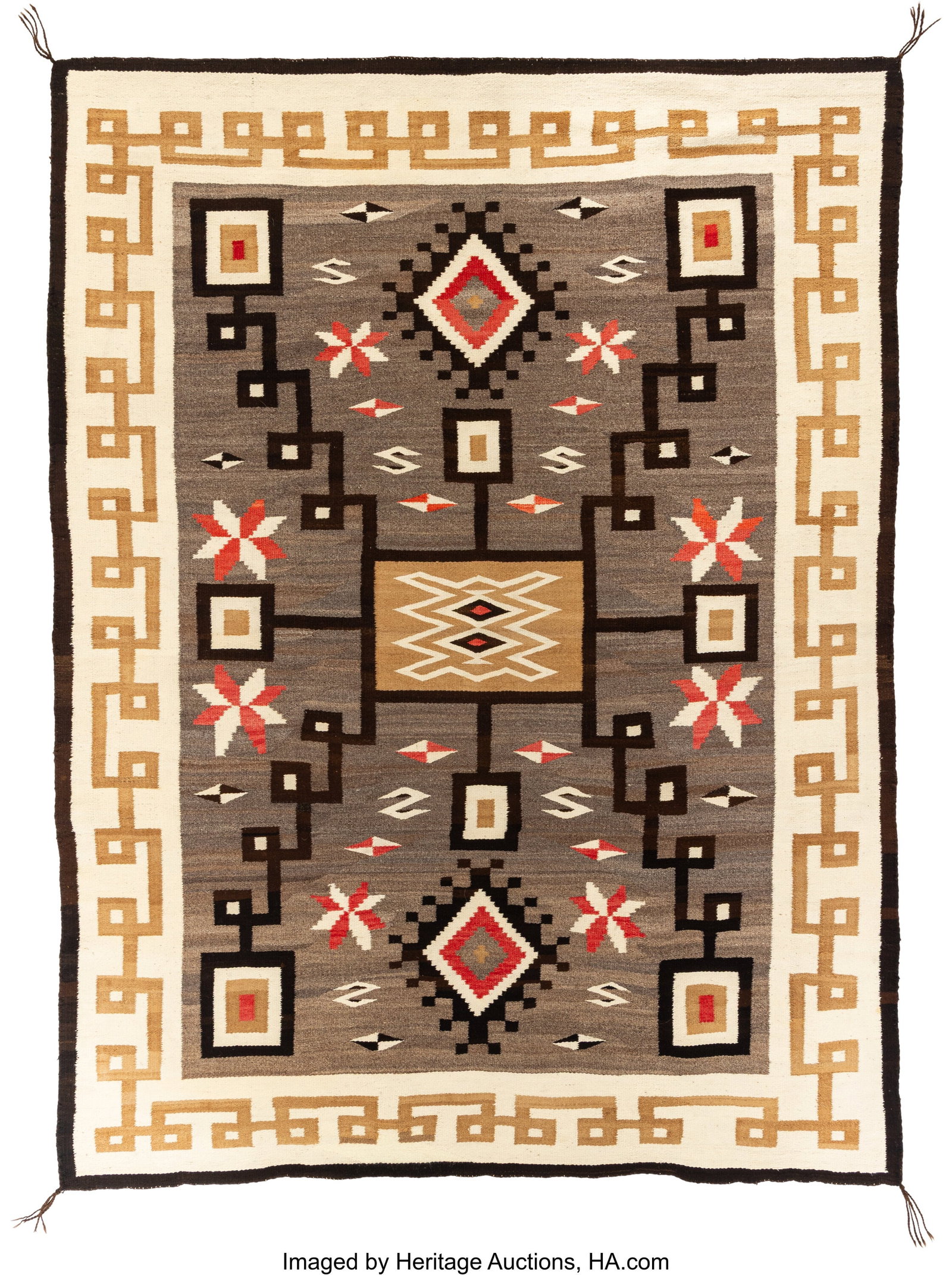 A Navajo Regional Rug J. B. Moore Storm Pattern: A Navajo Regional Rug J. B. Moore Storm Pattern c. 1930 wool, aniline dyes Dimensions: 71 &frac12; x 54 inches HID03101062020 © 2026 Heritage Auctions