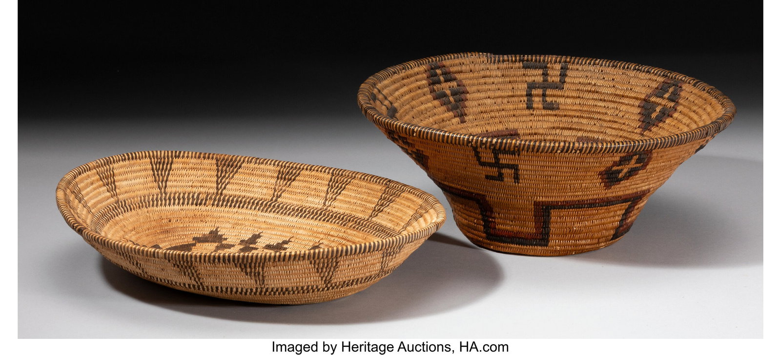 Two Apache Coiled Baskets c. 1920 and 1940 inc - 2