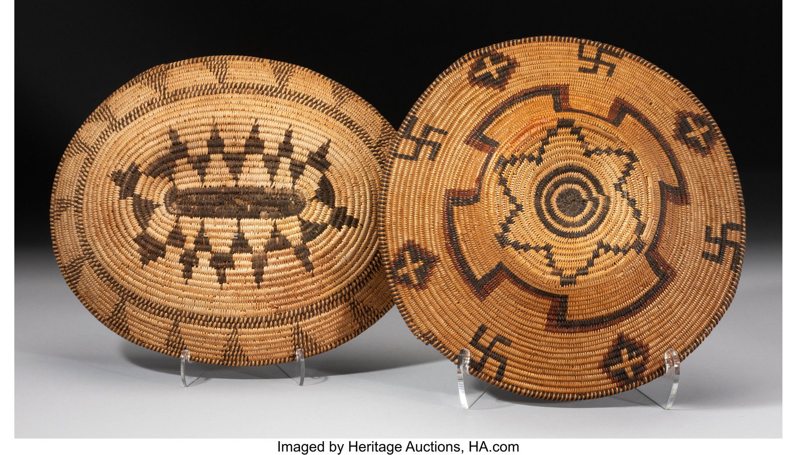 Two Apache Coiled Baskets c. 1920 and 1940 inc - 3