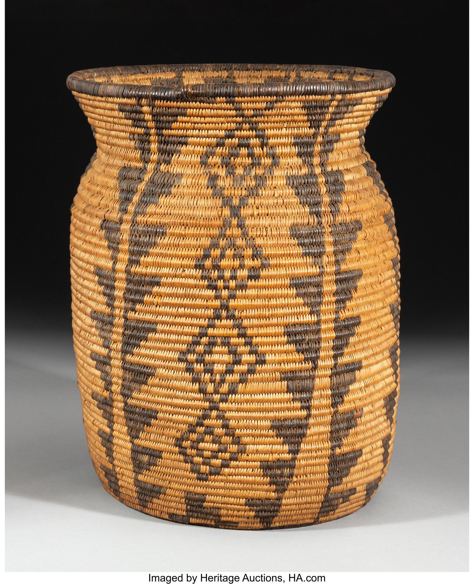 An Apache Coiled Jar c. 1900 willow, devil's c (1 of 3)