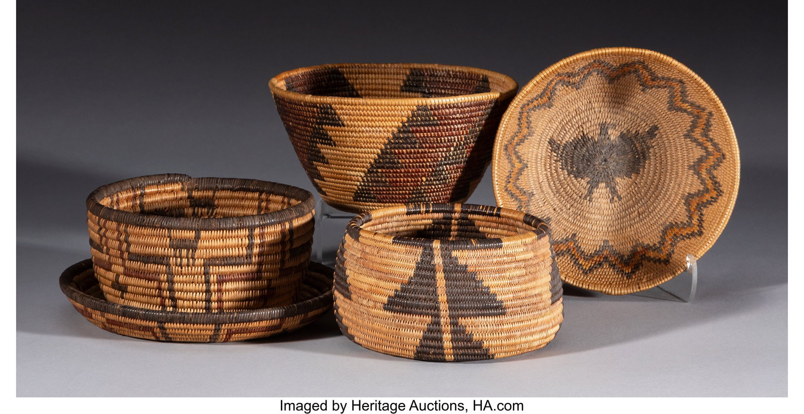 Four Southwest and California Coiled Baskets c. (1 of 2)