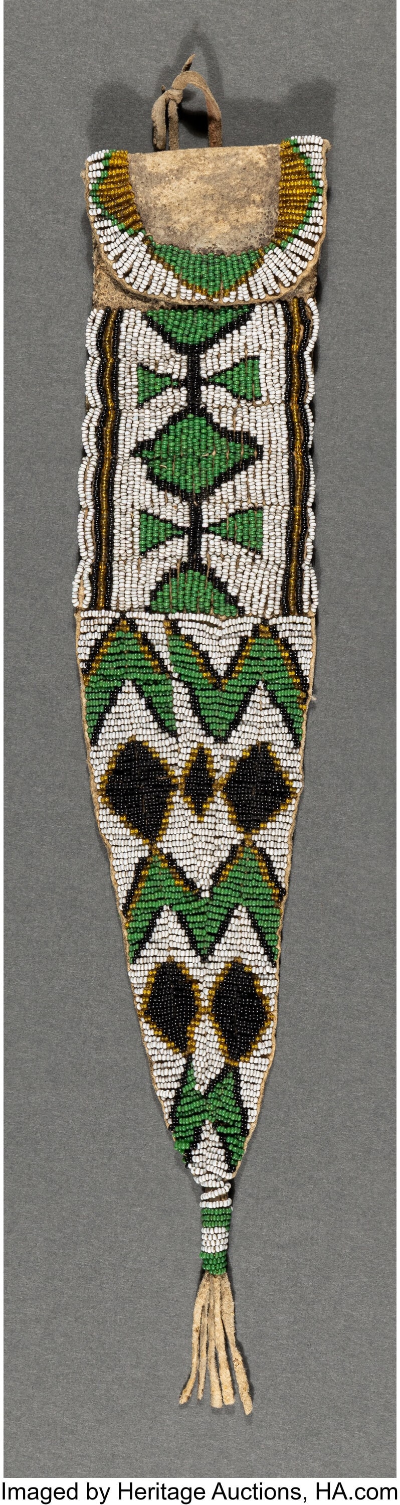 A Ute Beaded Hide Tail Bag c. 1880 hide, glass (1 of 2)
