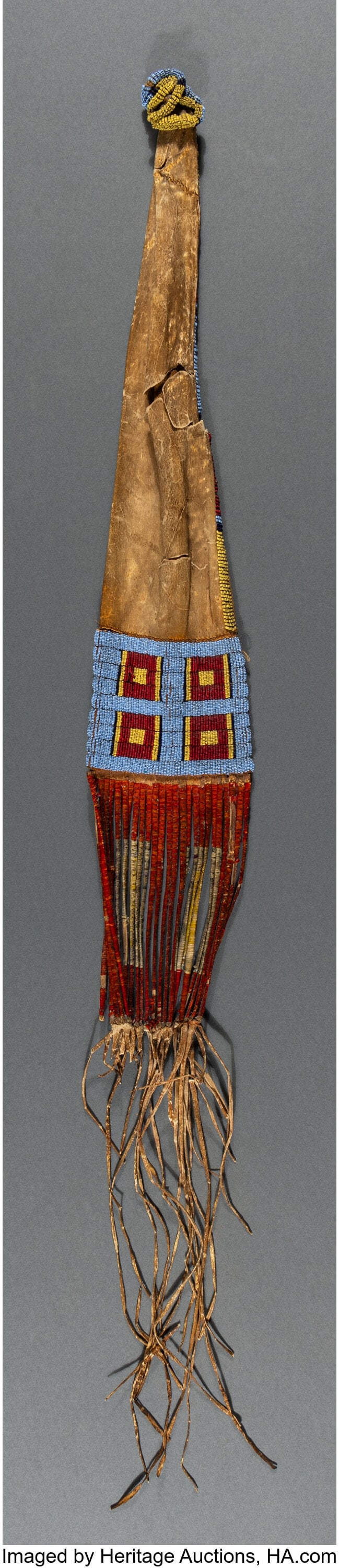 A Sioux Beaded Hide Tobacco Bag c. 1870 hide,  (1 of 2)