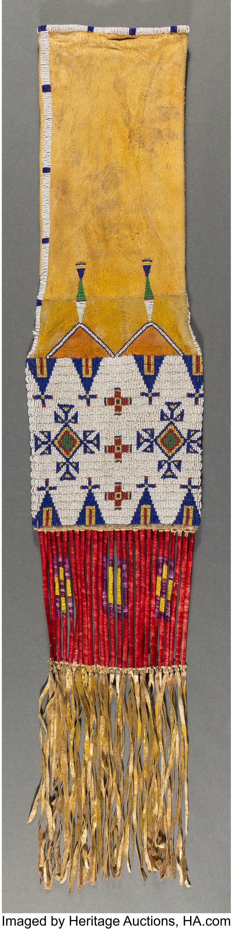 A Sioux Beaded Hide Tobacco Bag c. 1890 hide,  (1 of 2)