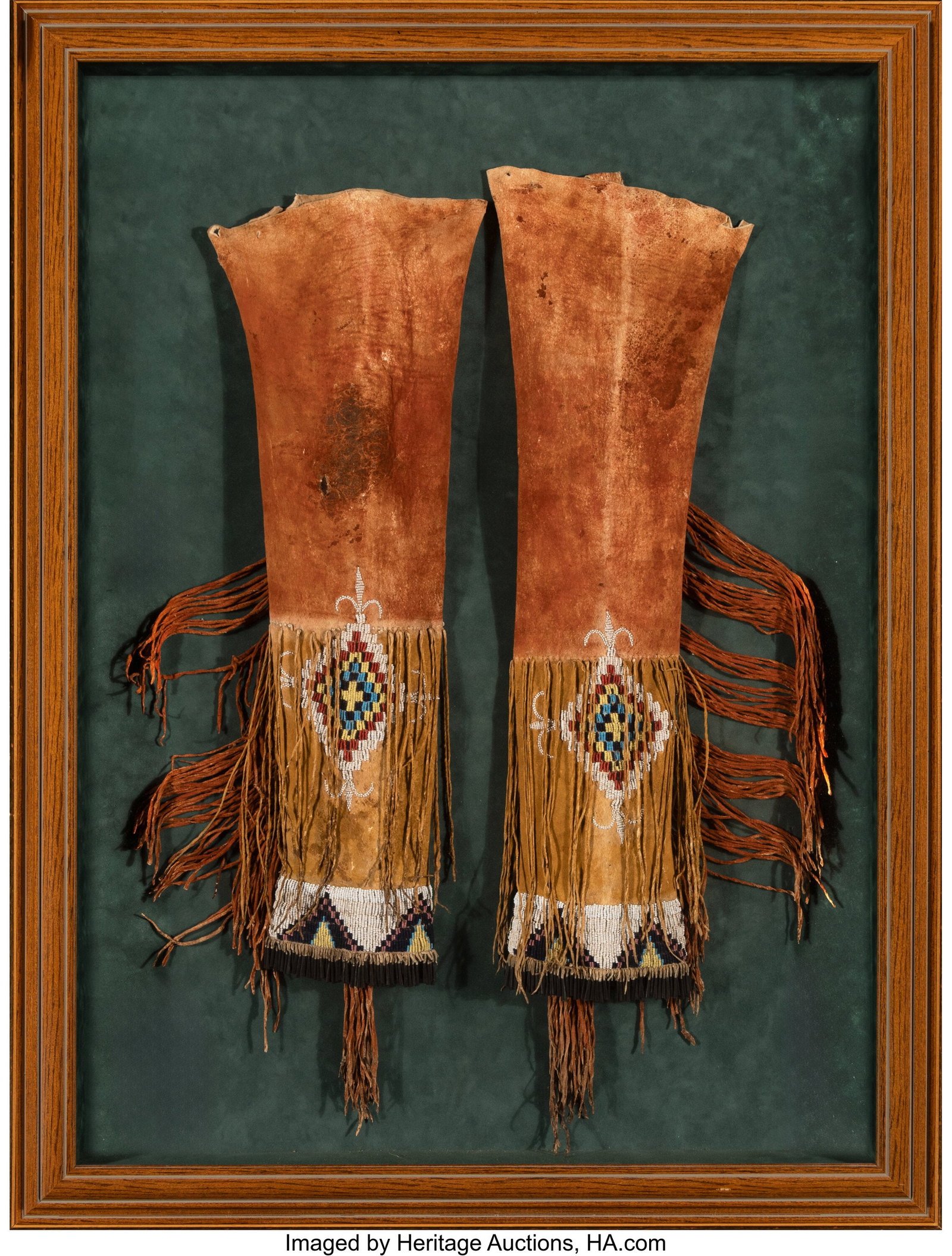 A Pair of Ute Beaded Hide Leggings c. 1880 hid (1 of 2)