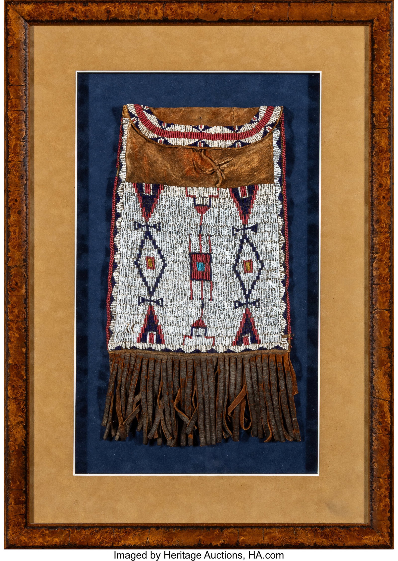 A Sioux Beaded Hide Dispatch Case c. 1890 hide (1 of 2)