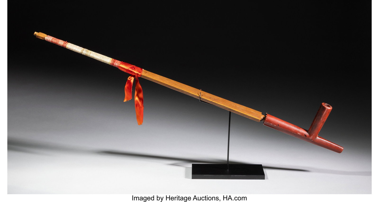 A Sioux Quilled Pipe c. 1880 wood, natural and (1 of 3)