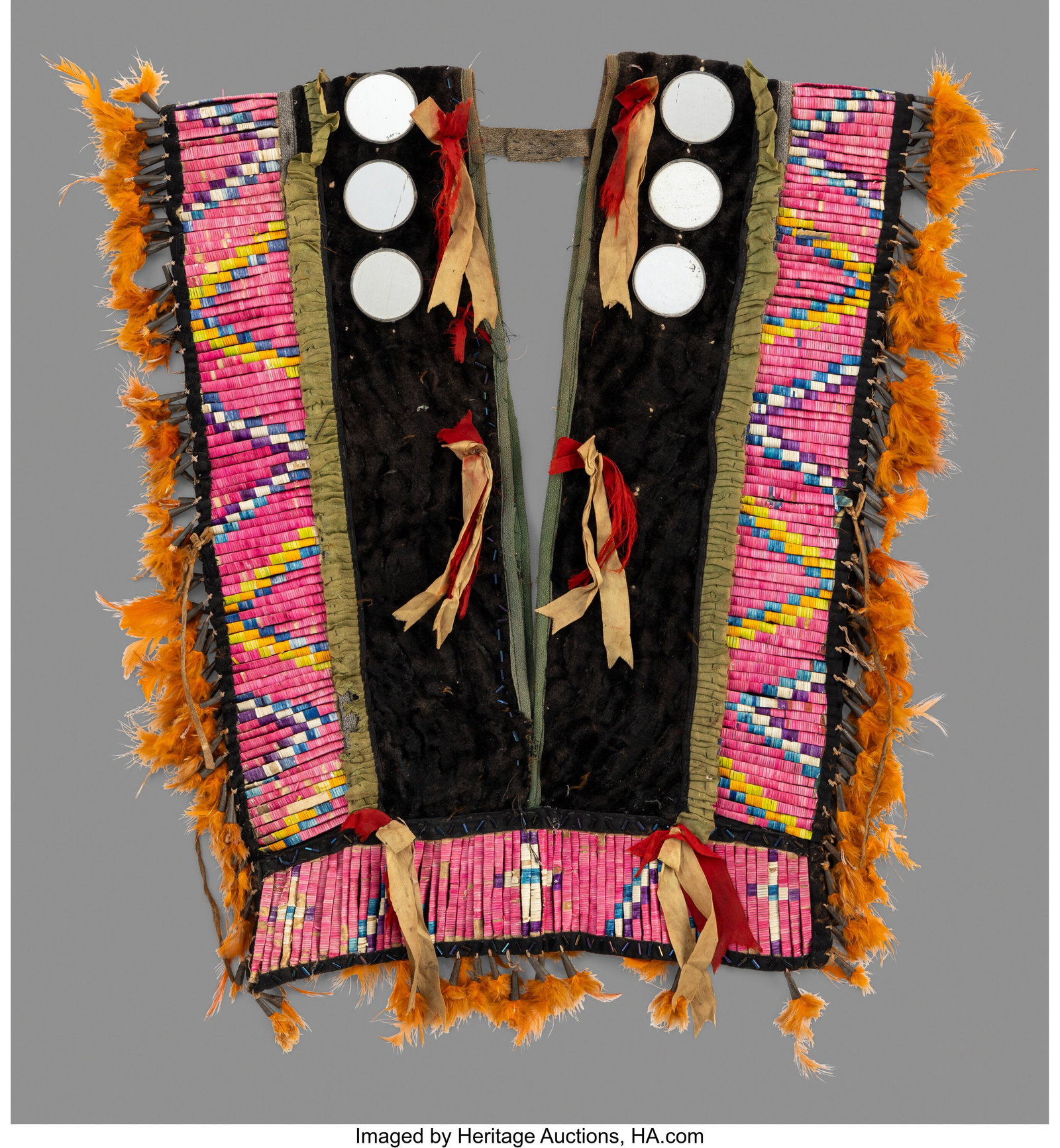 A Sioux Man's Breast Plate c. 1910 velvet and  (1 of 2)