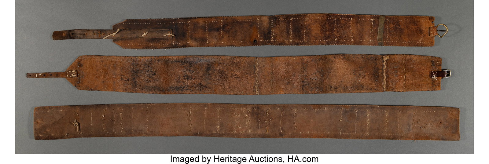 Three Crow Beaded Leather Panel Belts c. 1880  - 2