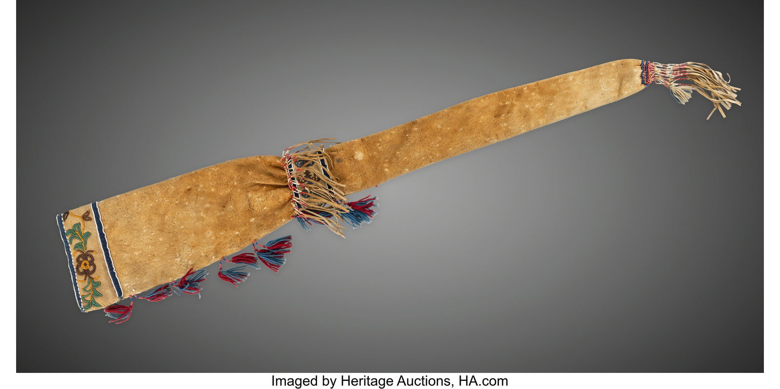 An Athabaskan Beaded Hide Rifle Scabbard c. 189 (1 of 2)
