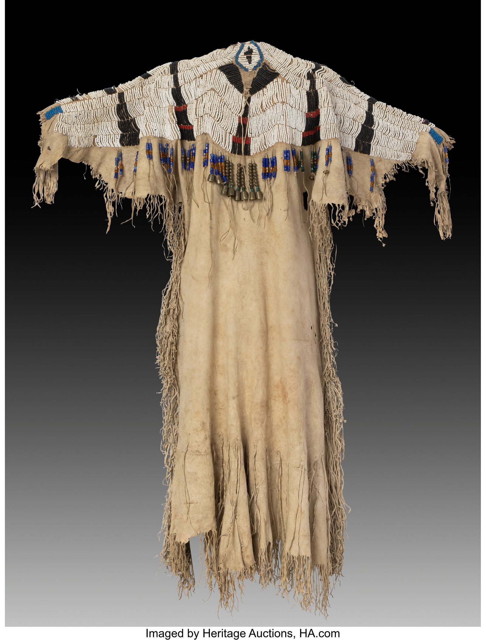 A Plateau Pony Beaded Hide Dress c. 1875 hide, (1 of 2)