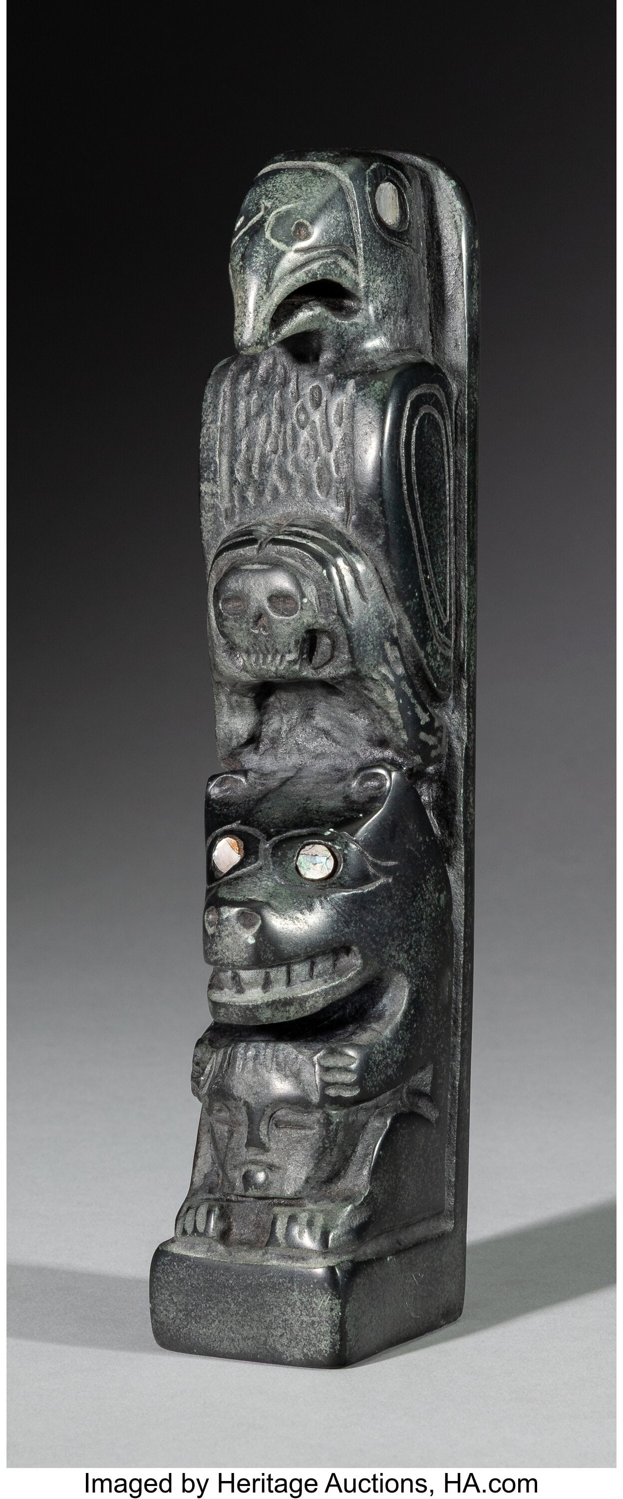 A Haida Argillite Model Totem Pole c. 1950 car (1 of 5)