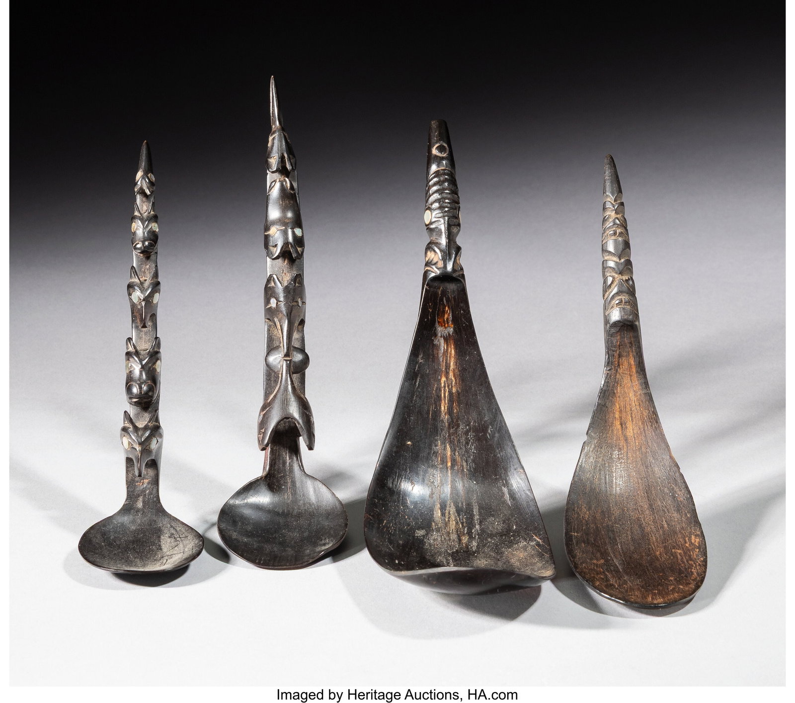Four Northwest Coast Mountain Goat Horn Spoons  (1 of 2)