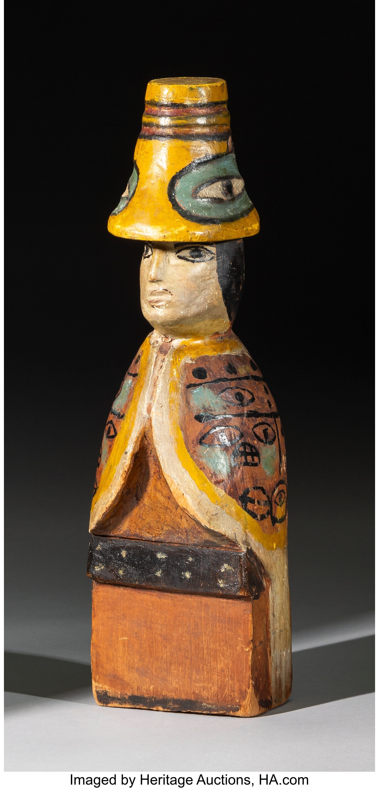 A Northwest Coast Painted Wood Shaman c. 1920  (1 of 4)