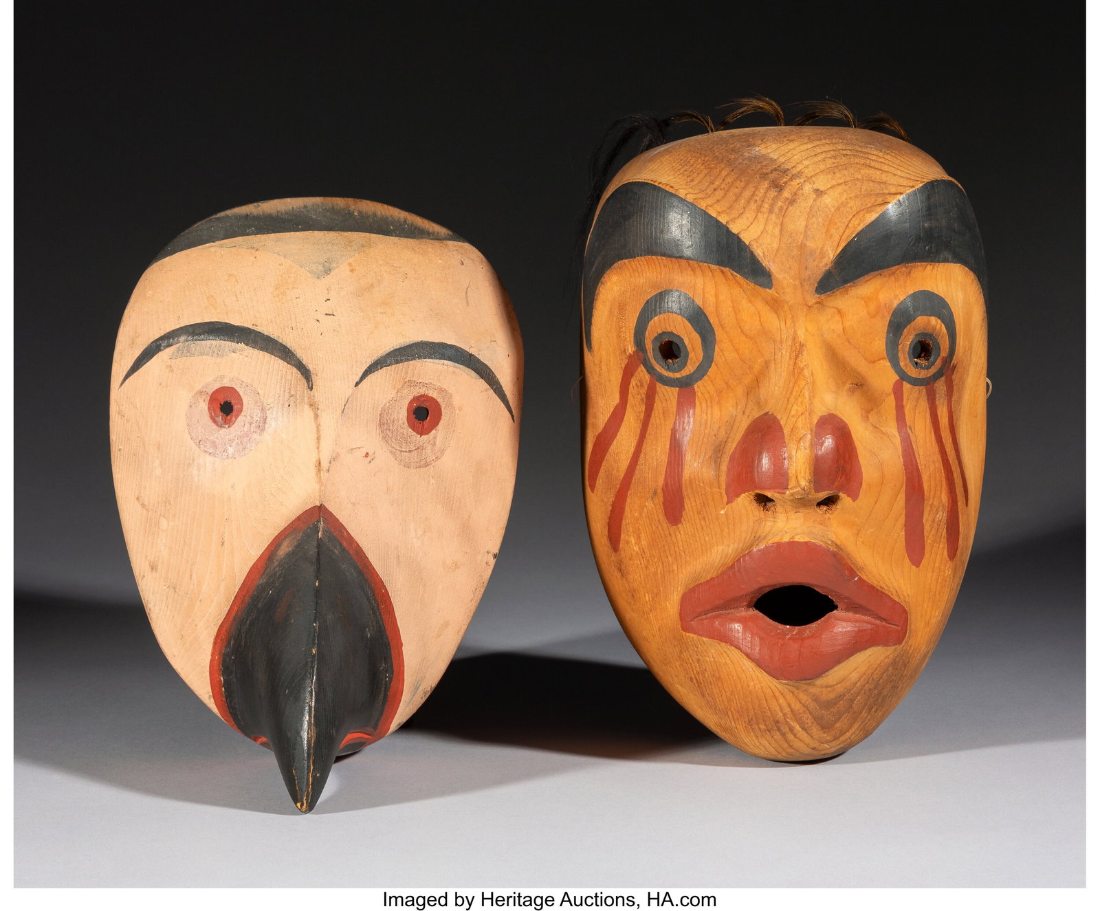 Two Northwest Coast Polychrome Masks c. 1910 c (1 of 4)