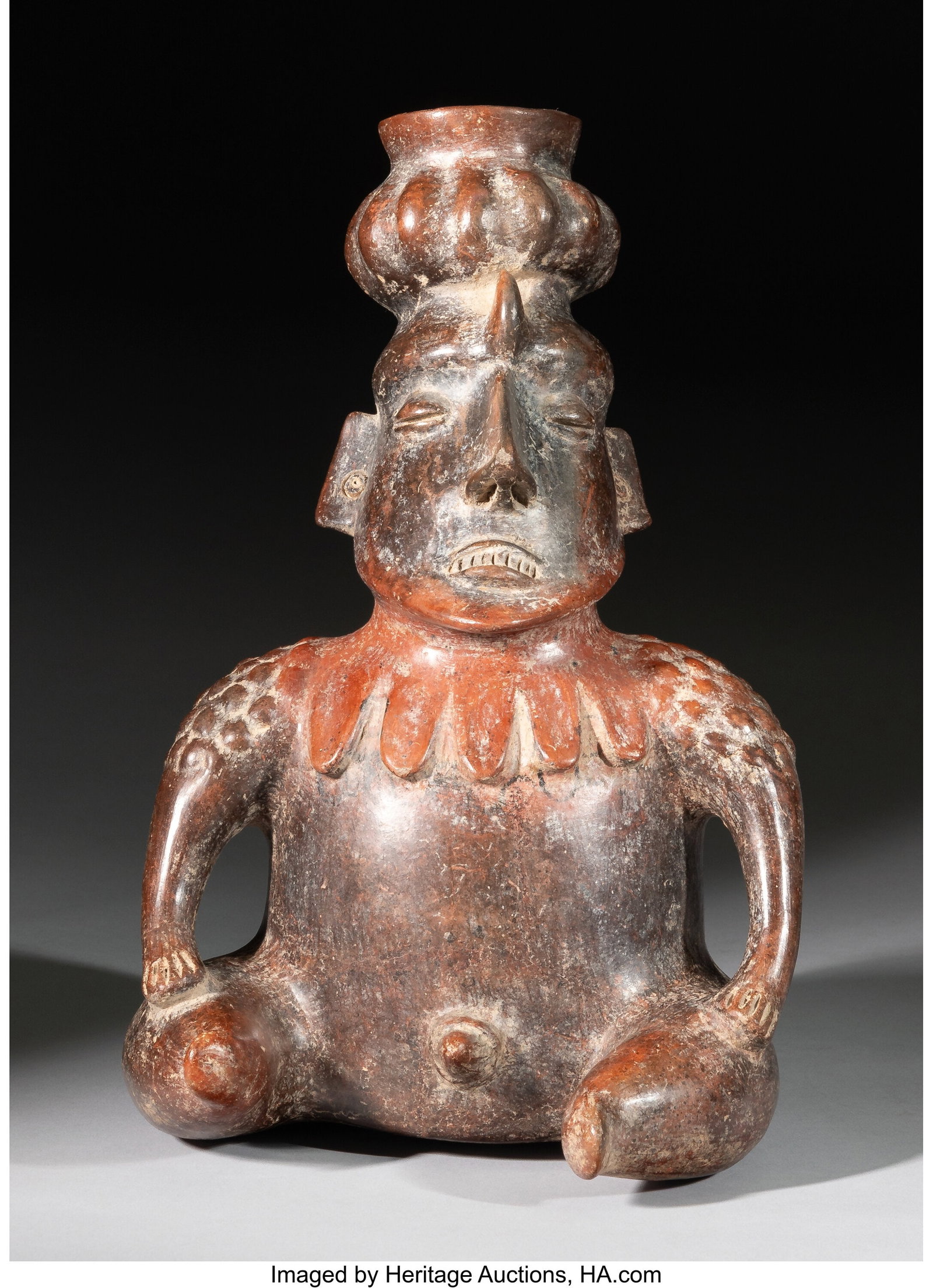 A Large Colima Seated Male Figure West Mexico,  (1 of 4)