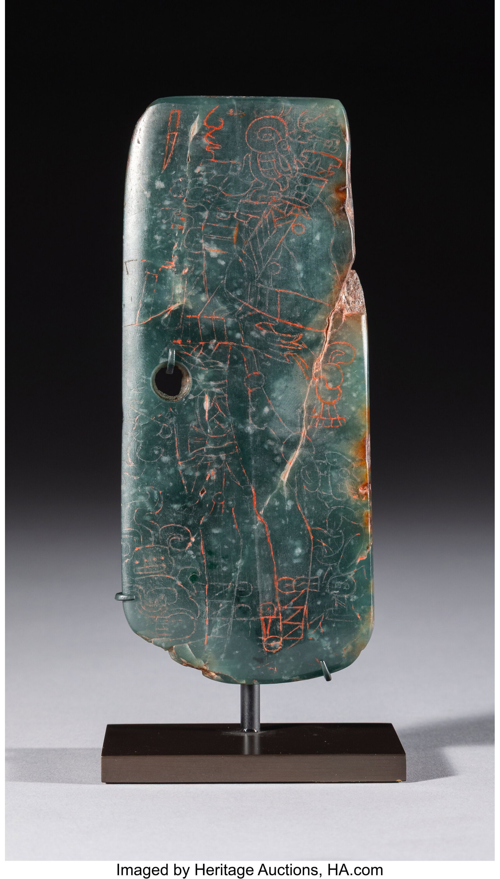 An Early Classic Maya Plaque with Incised Dignit (1 of 4)
