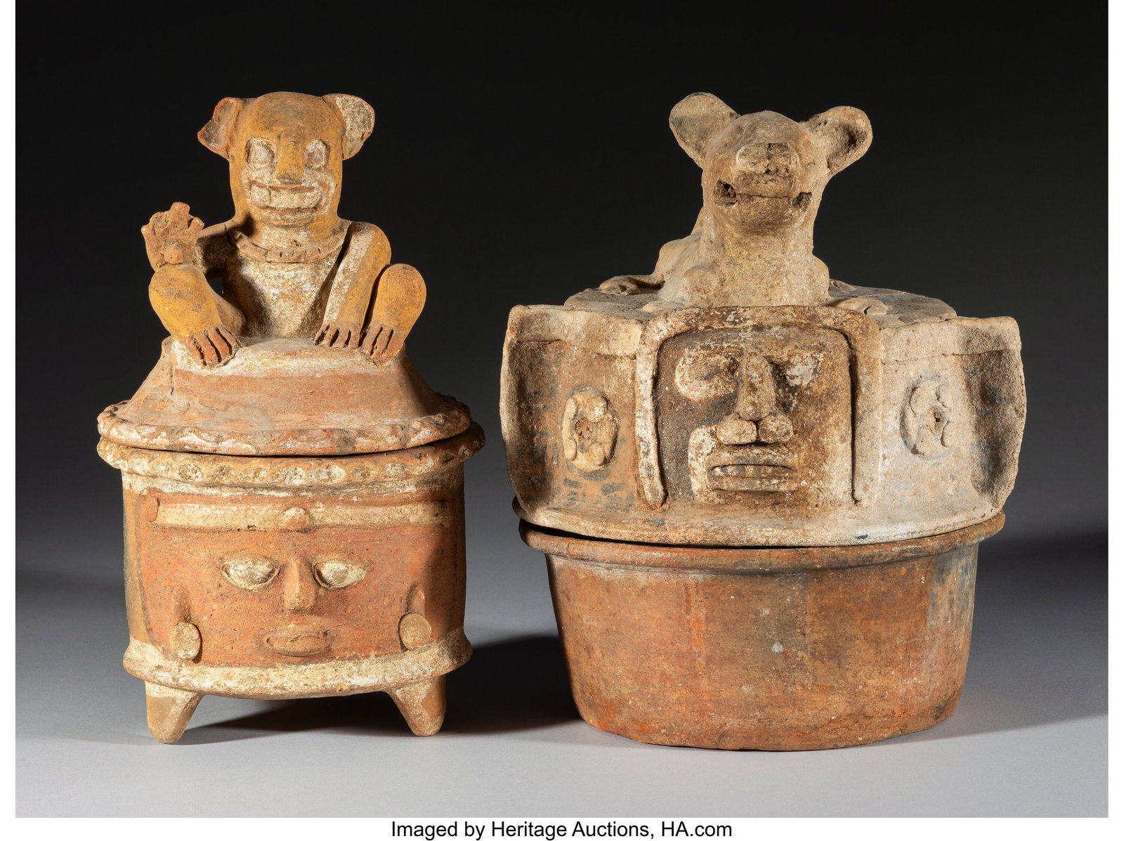 Two Maya Urns with Jaguar Lids Mesoamerica, c.  (1 of 5)