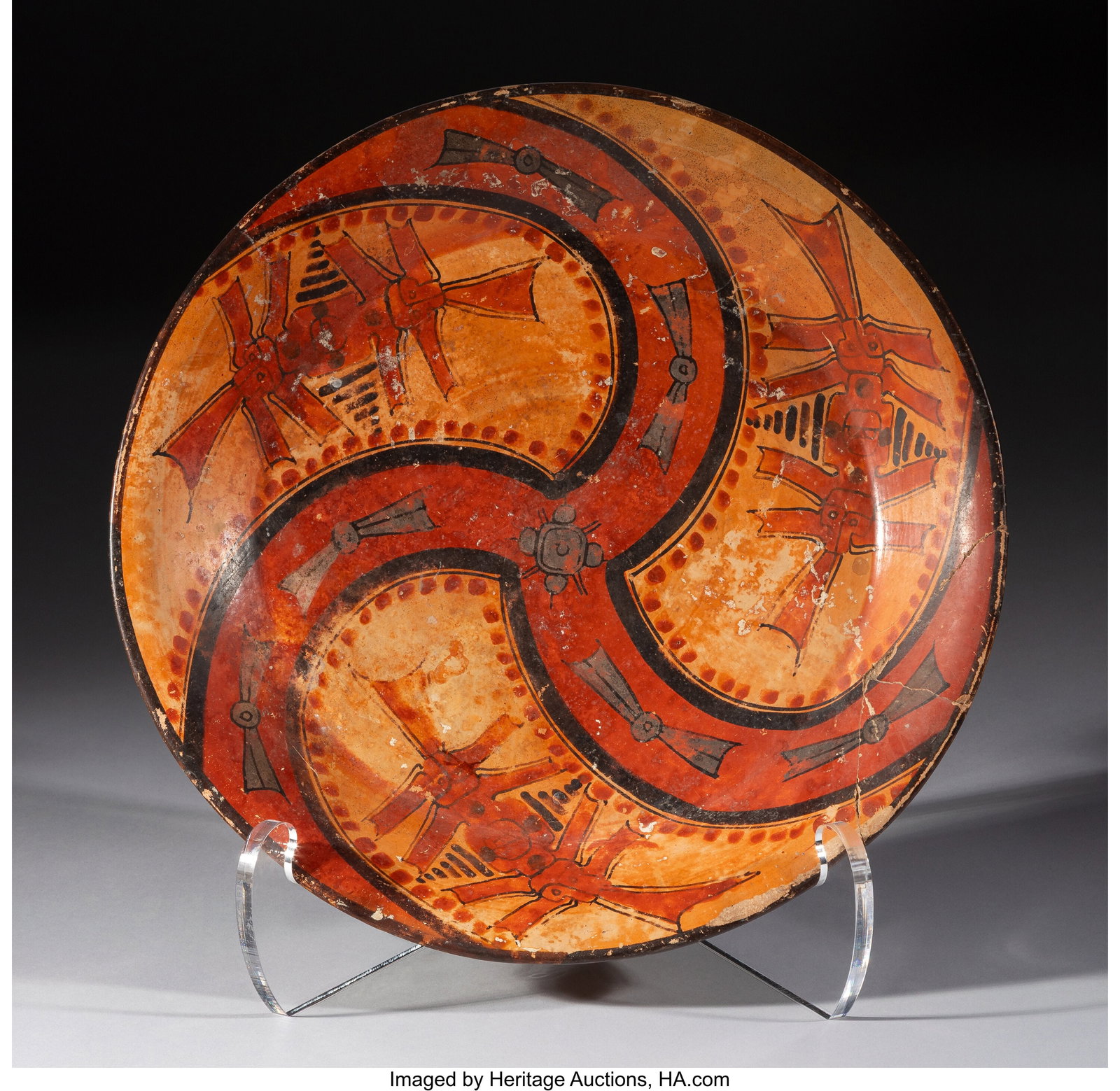 A Large and Remarkable Maya Tripod Plate Late C (1 of 3)