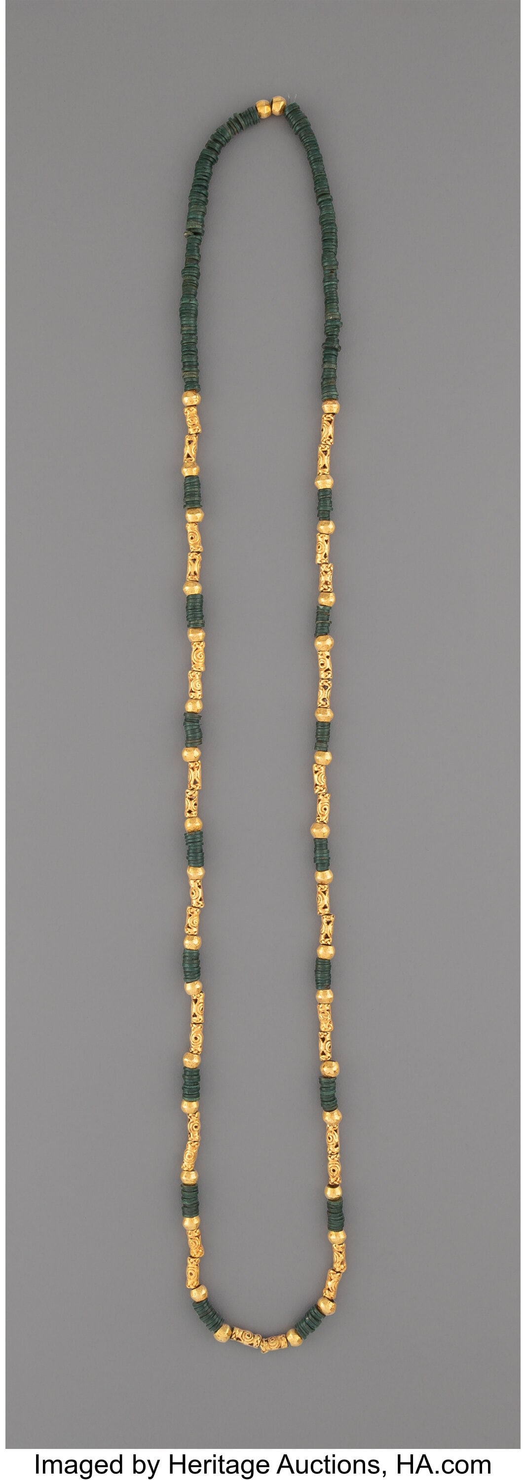 A Necklace with Gold and Jade Beads Central Ame (1 of 1)