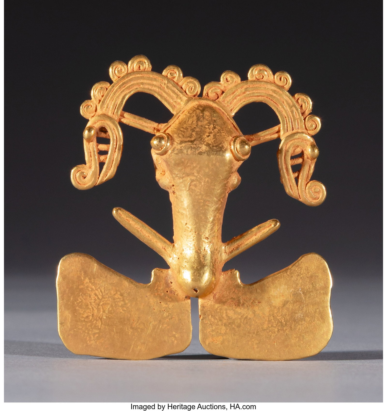 A Gold Frog Pendant Panama, probably Coclé or : A Gold Frog Pendant Panama, probably Coclé or Greater Chiriquí, c. 800–1200 AD Finely worked in rich gold alloy, this pendant takes the form of a frog with