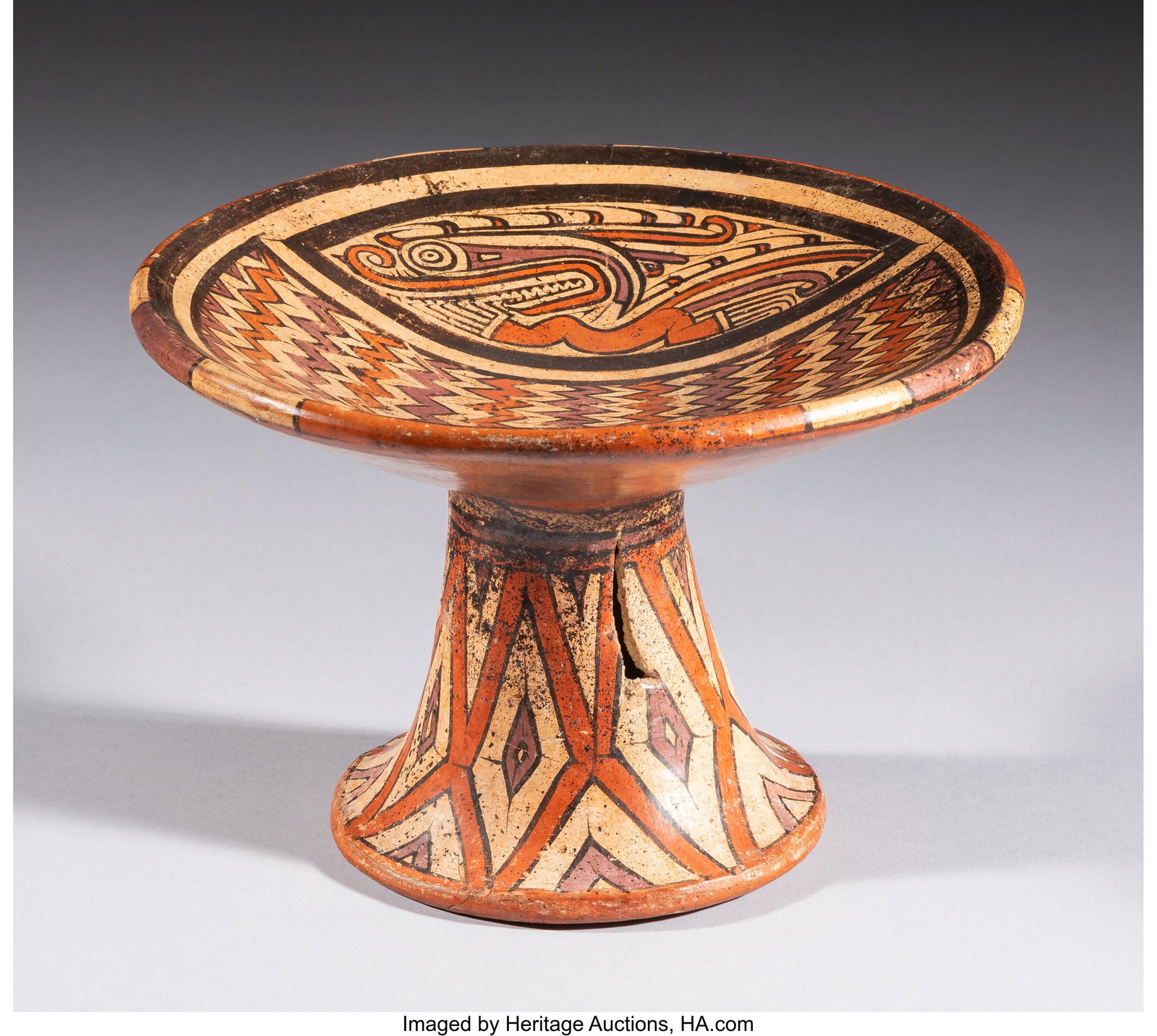 A Coclé Pedestal Plate with Twin Transformed Fi (1 of 3)