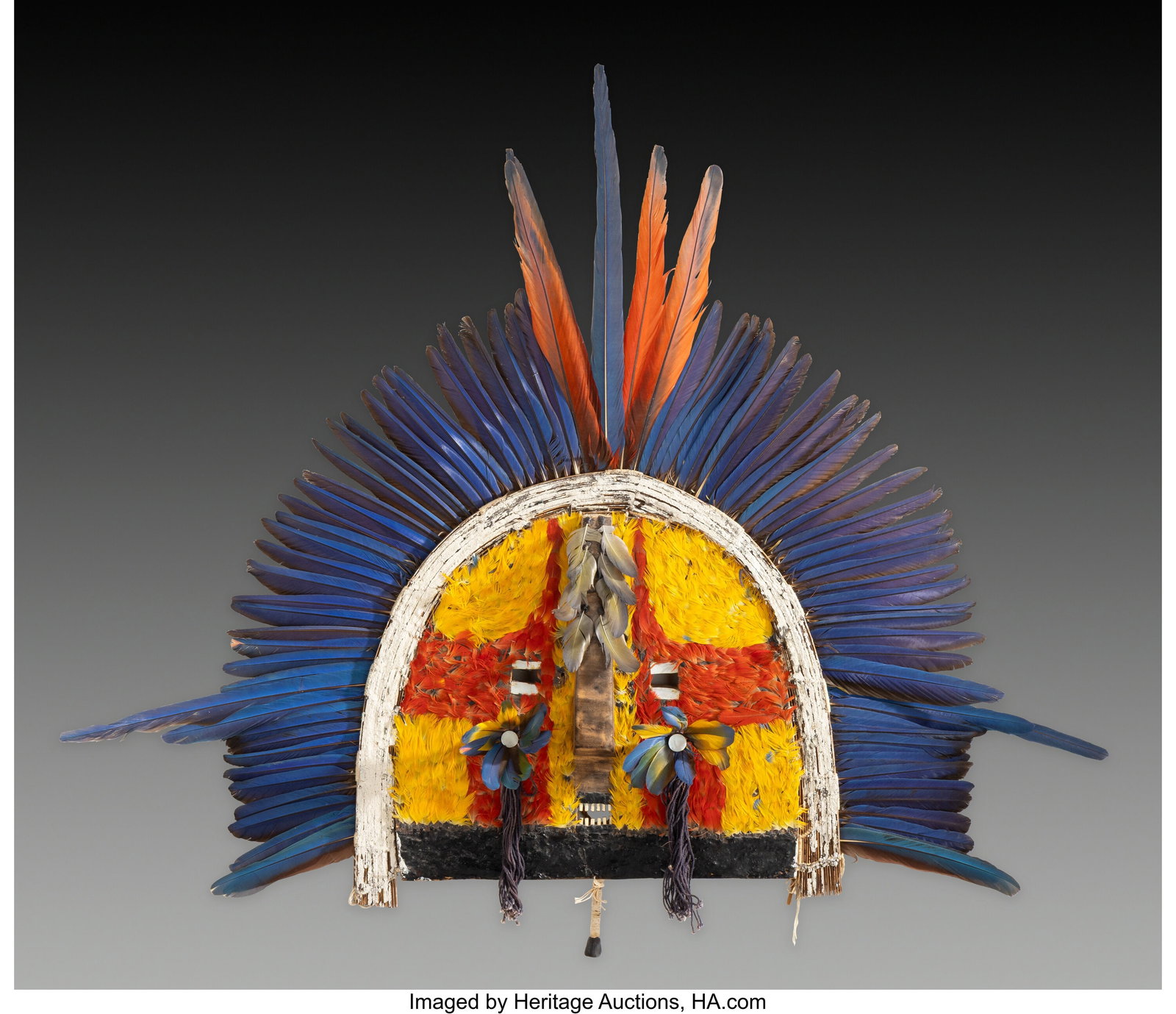 A Tapirape Cara Grande Feathered Mask Araguaia  (1 of 2)