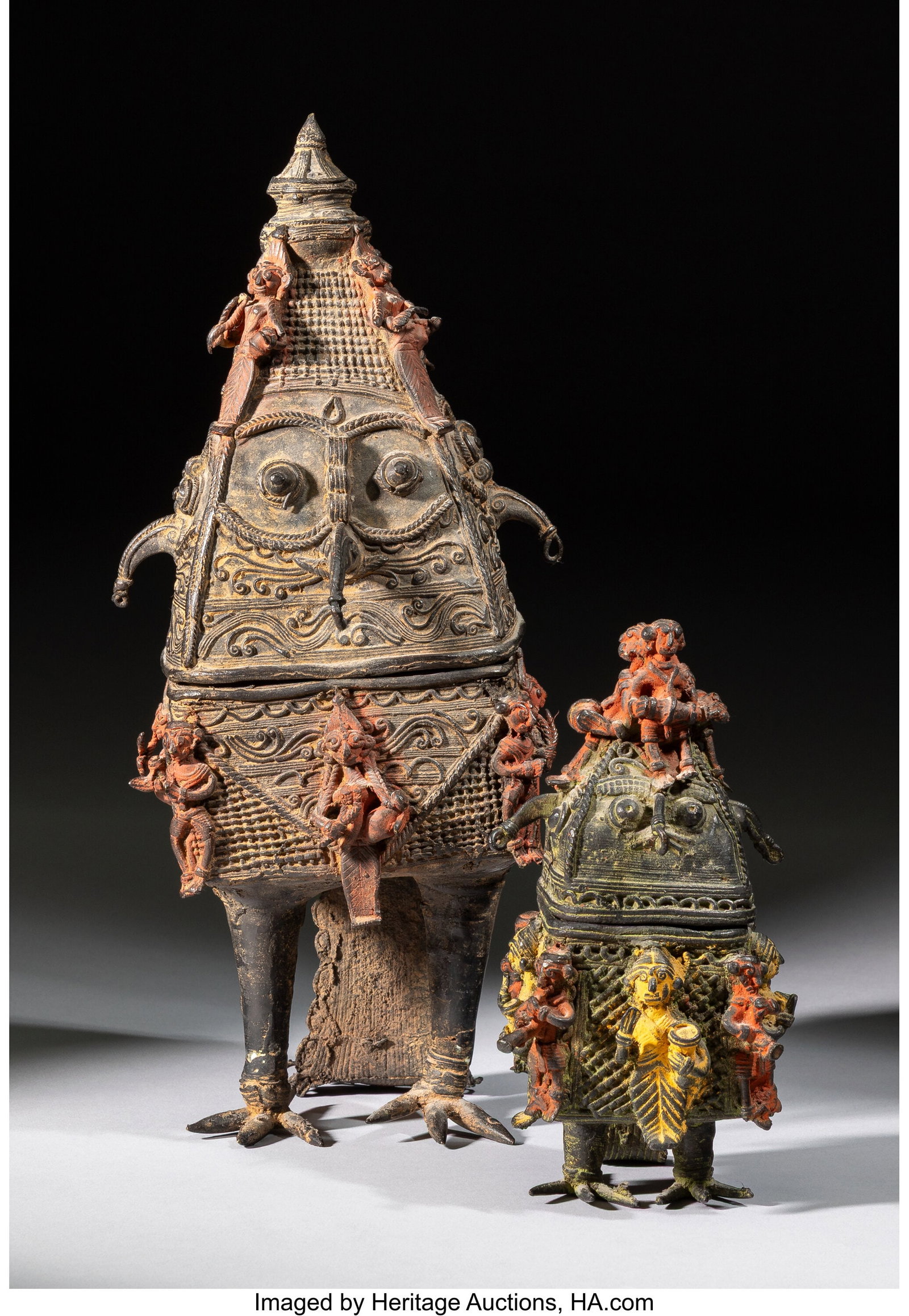 Two Lidded Receptacles in the Form of Fantastic  (1 of 4)