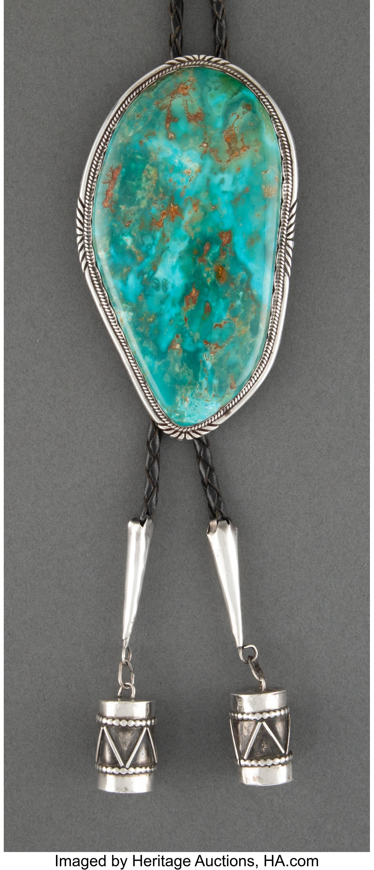 A Large Navajo Bolo Tie c. 1980 stamped with  (1 of 2)