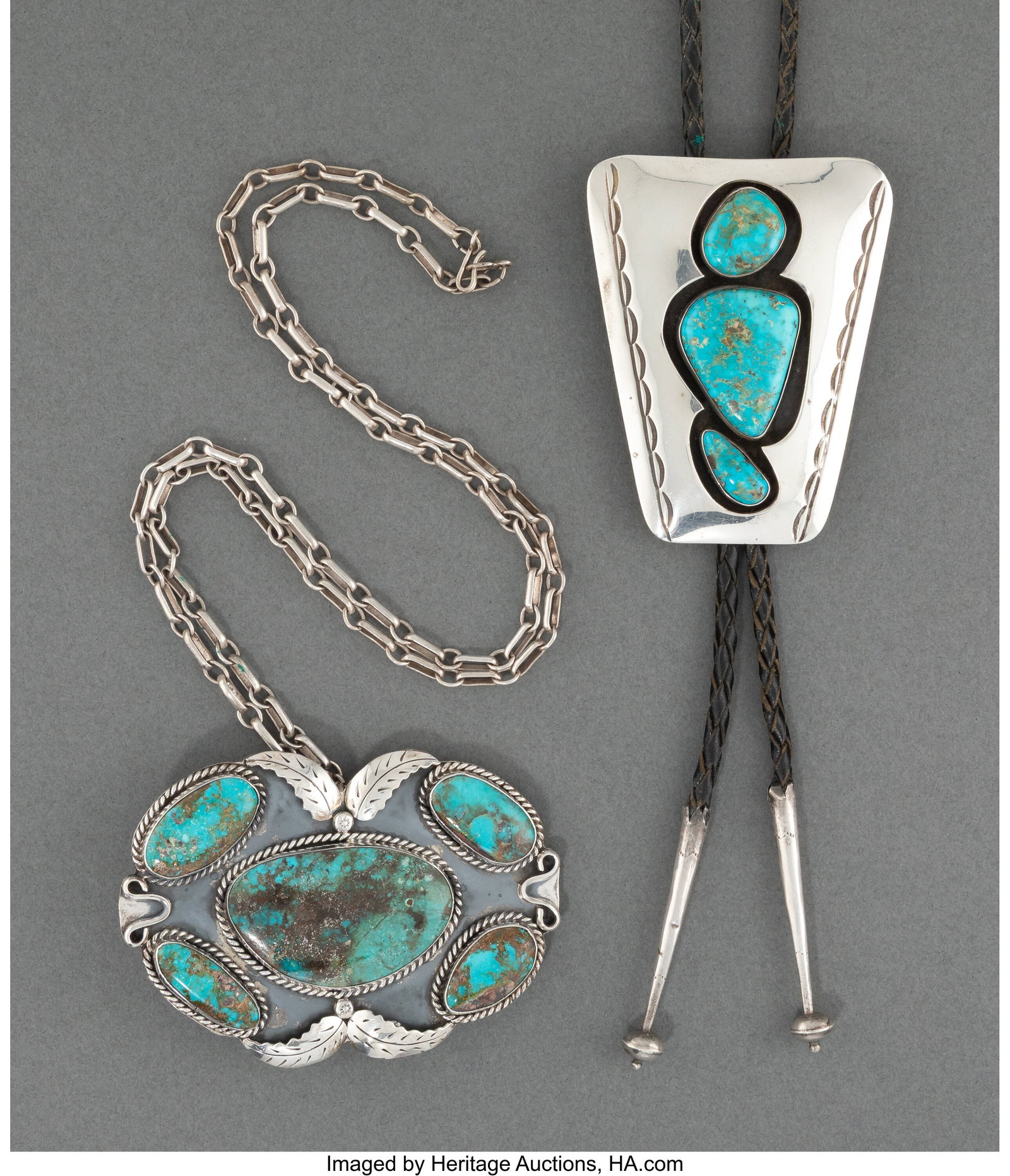 Two Large Navajo Jewelry Items including a bol (1 of 3)