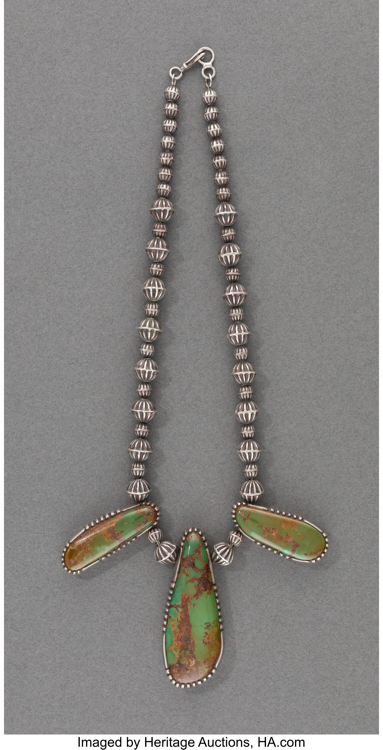A Navajo Necklace Lee Yazzie silver, turquoise (1 of 2)