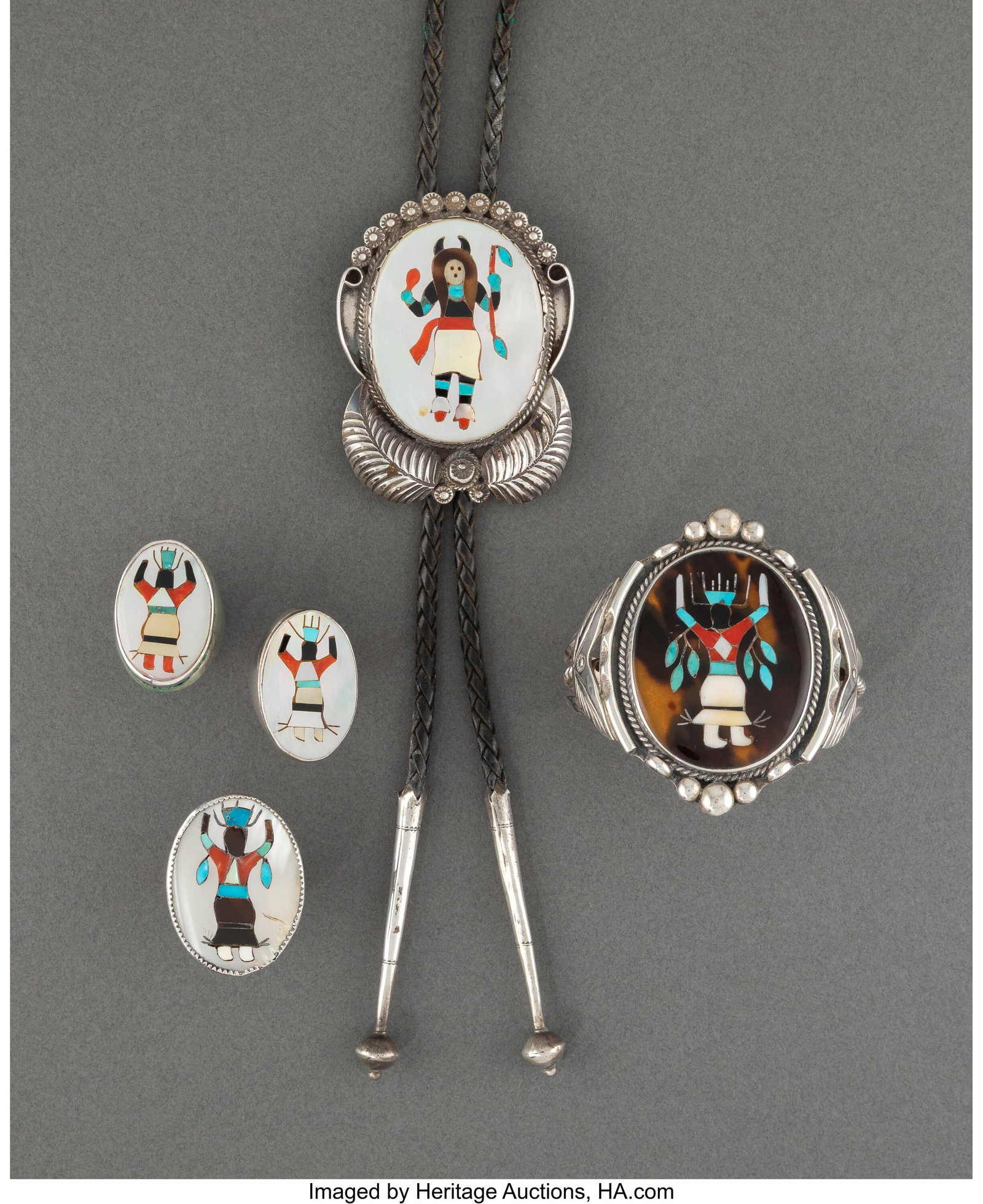 Five Zuni Style Jewelry Items c. 1970 - 2000  (1 of 2)