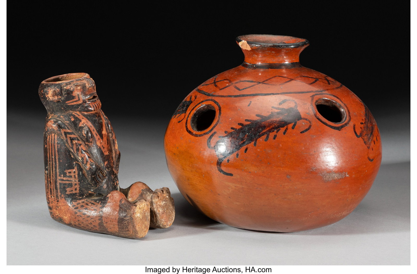 Two Southwest Black-on-Red Vessels c. 1940 in (1 of 2)