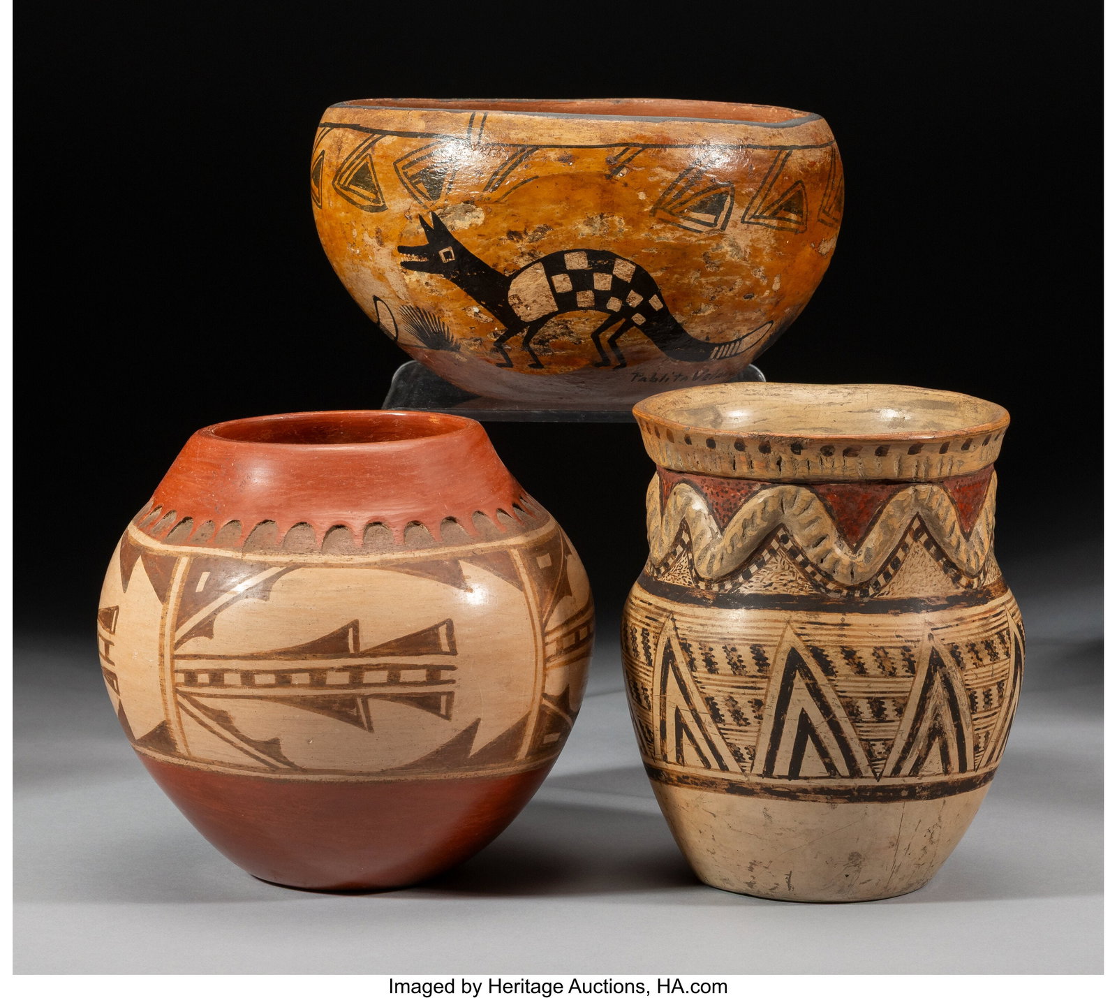 Three Southwest Polychrome Vessels c. 1900 -  (1 of 2)