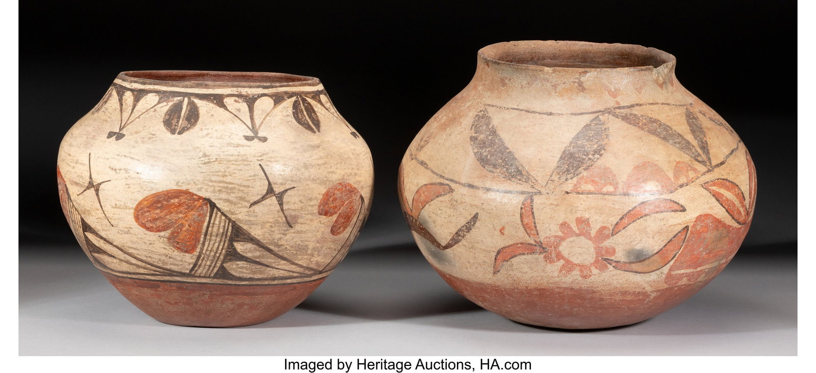 Two Southwest Polychrome Jars c. 1920 includ (1 of 3)