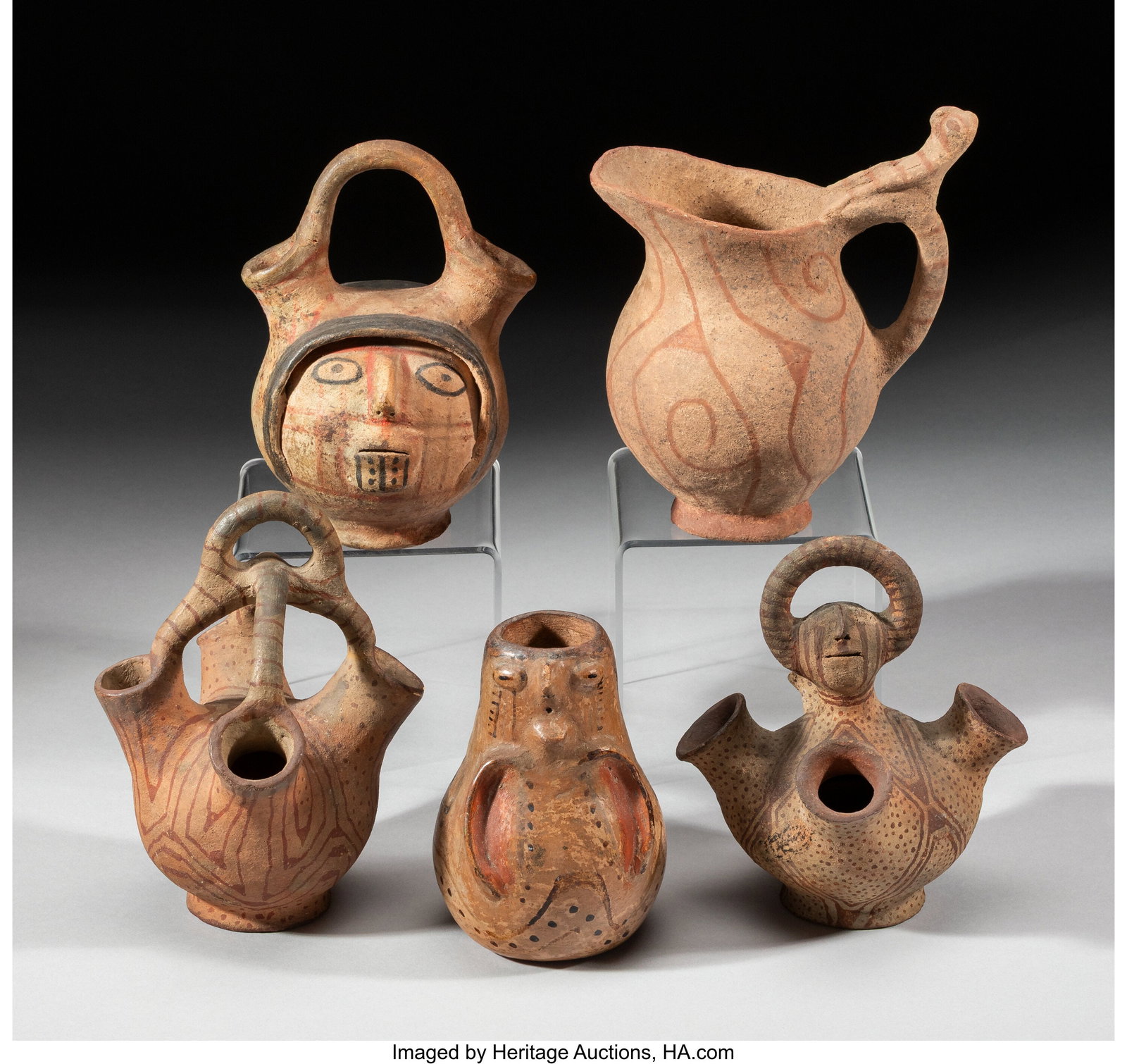Five Mohave / Maricopa Pottery Vessels c. 1890 (1 of 2)