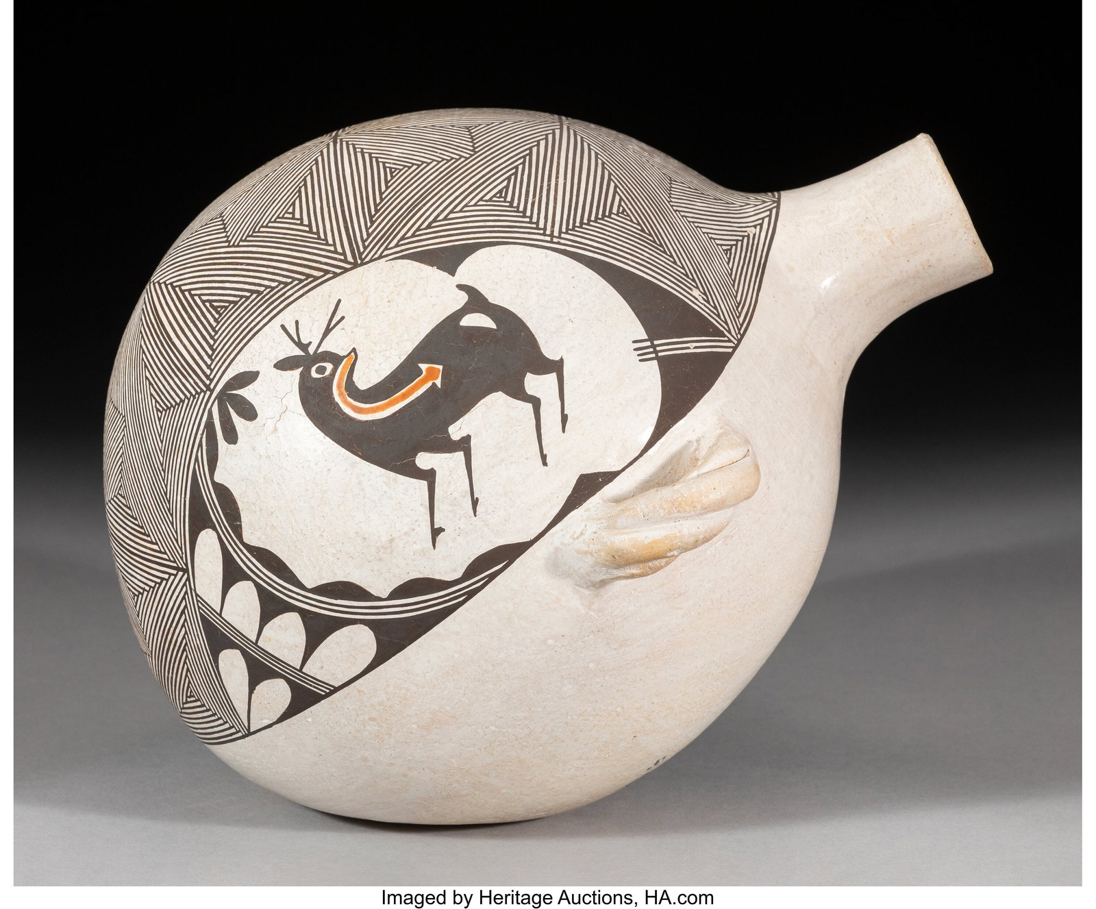 An Acoma Polychrome Canteen Rose Chino (1 of 6)